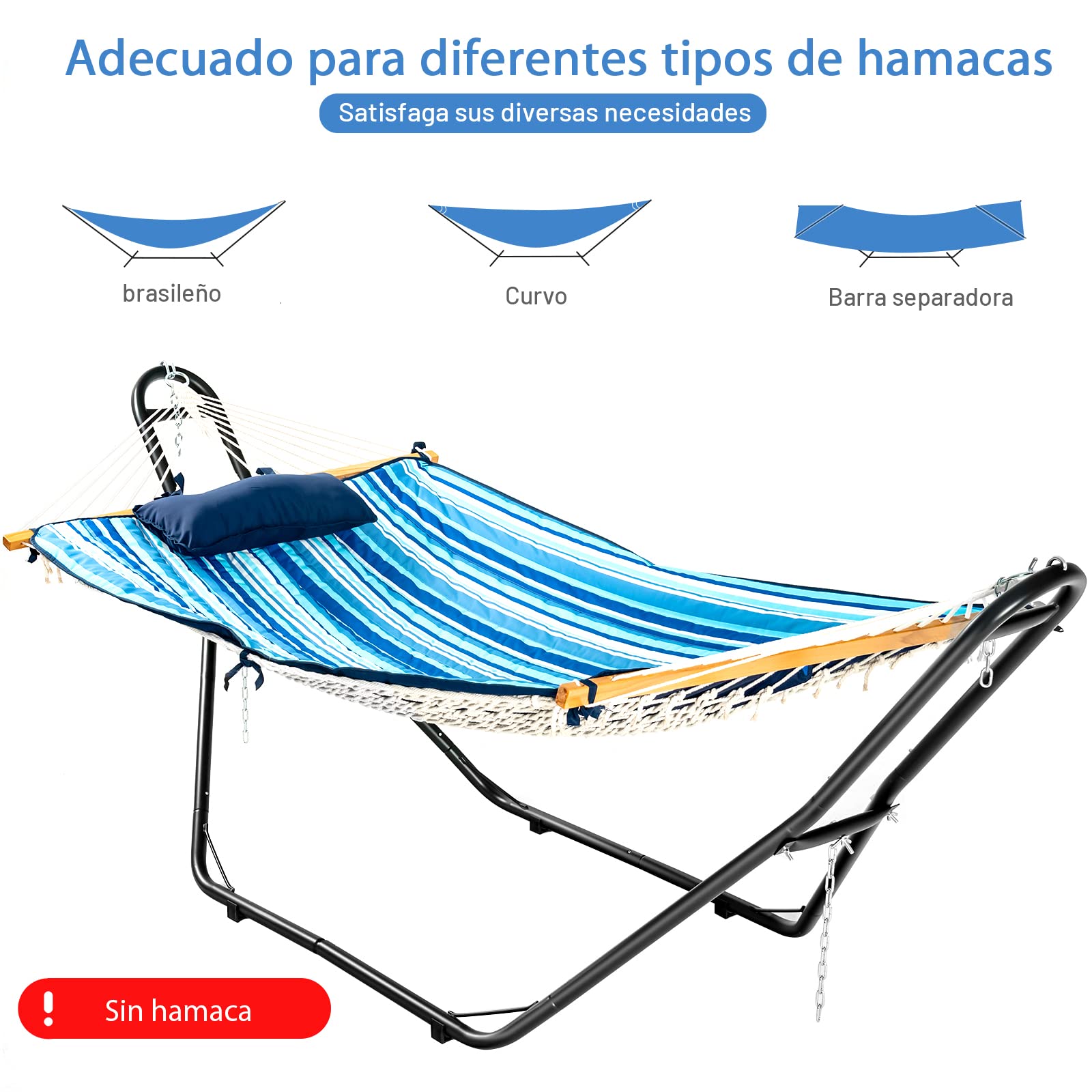 COSTWAY Soporte Hamaca de Metal, Soporte Hamaca Colgante Carga hasta 200kg, Soporte para Hamaca de 280 x 98 x 115 cm, Soporte Hamaca Jardin Exterior para Patio y Jardín (Solo Soporte, Sin Hamaca)