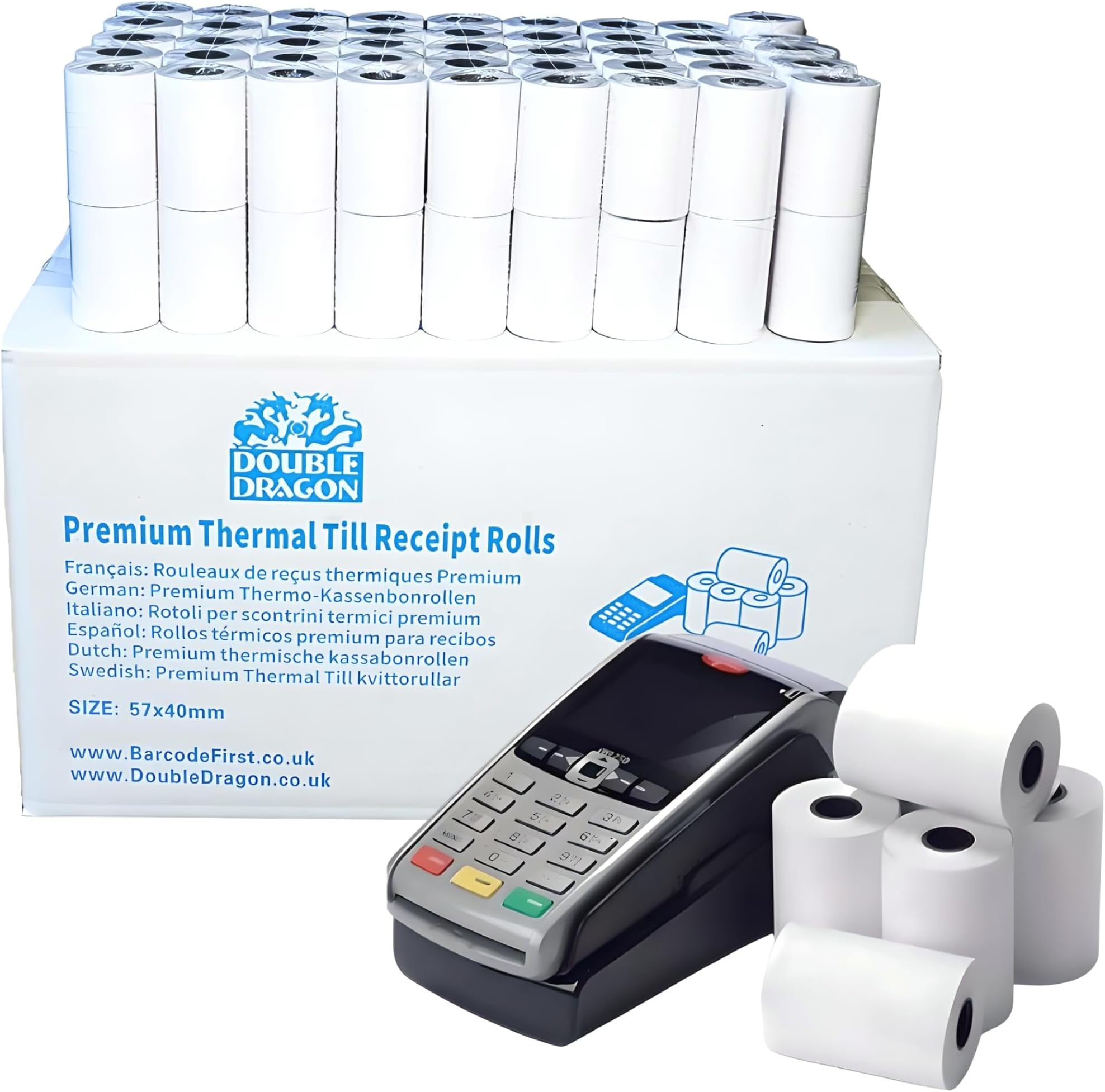 20 Rolls of 57x40 mm Thermal Paper Till Rolls, Cash Register Receipt Rolls, for PDQ POS EPOS EFTPOS, Credit Card Machine, Ingenico, Verifone, Barclays