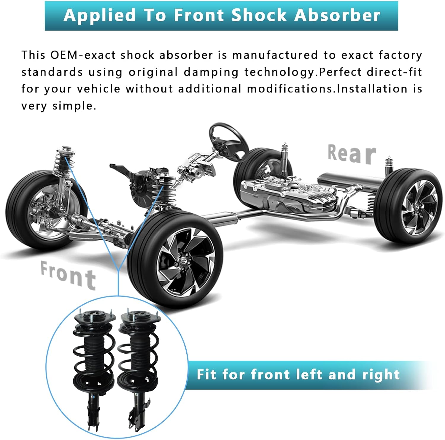 2X Front Struts Shock Absorber Assembly w/Coil Springs Replacement for Toyota Corolla 2003 2004 2005 2006 2007 2008 (172114 172115)