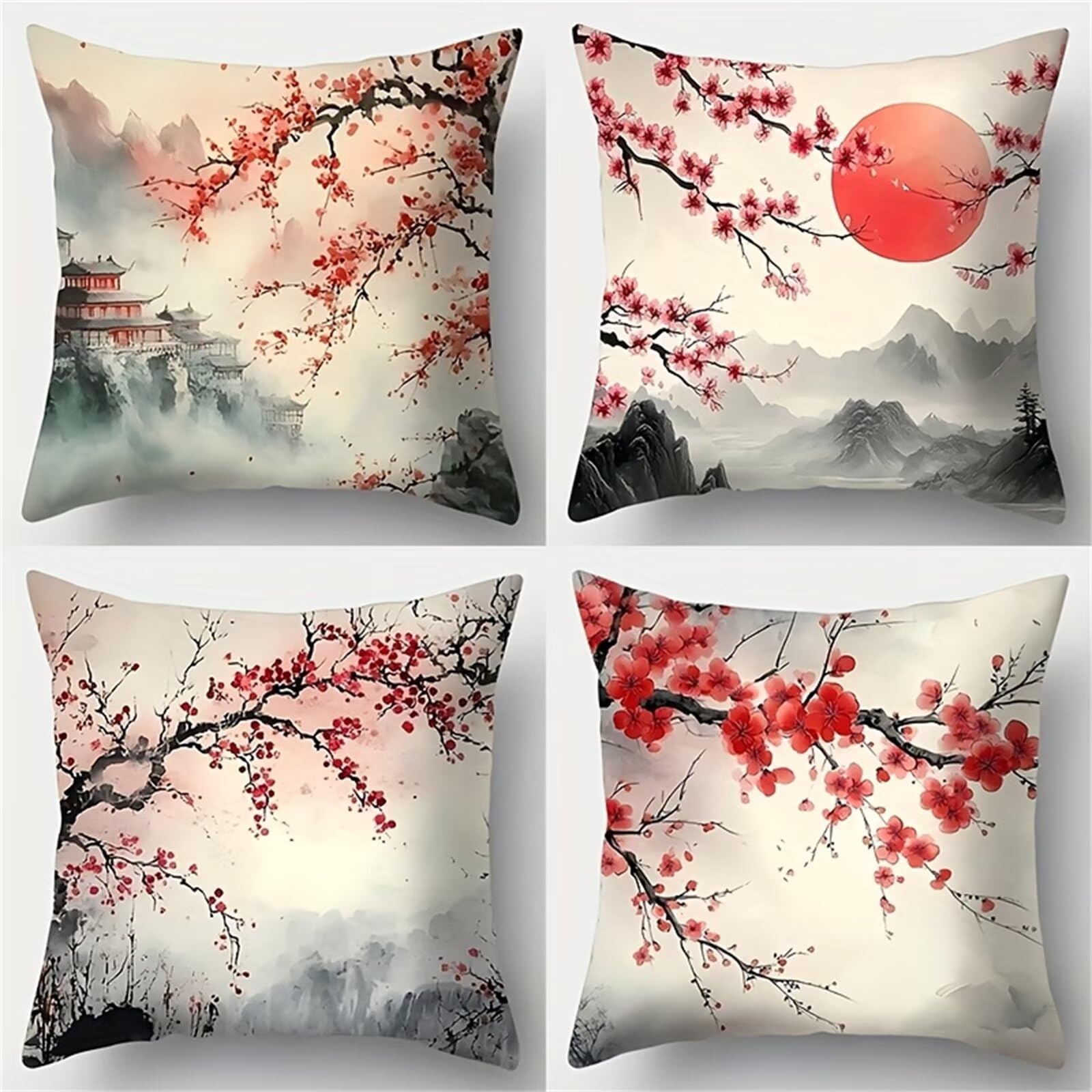 Housse de coussin en lin 40x40 cm canapé moderne rouge taie d'oreiller