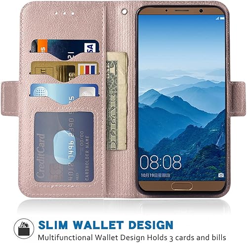 Miniatura 2 de Compatible con Huawei Mate 10 Pro - Funda tipo cartera de cuero con tapa para tarjetero, accesorios para celulares, monedero folio, fundas de