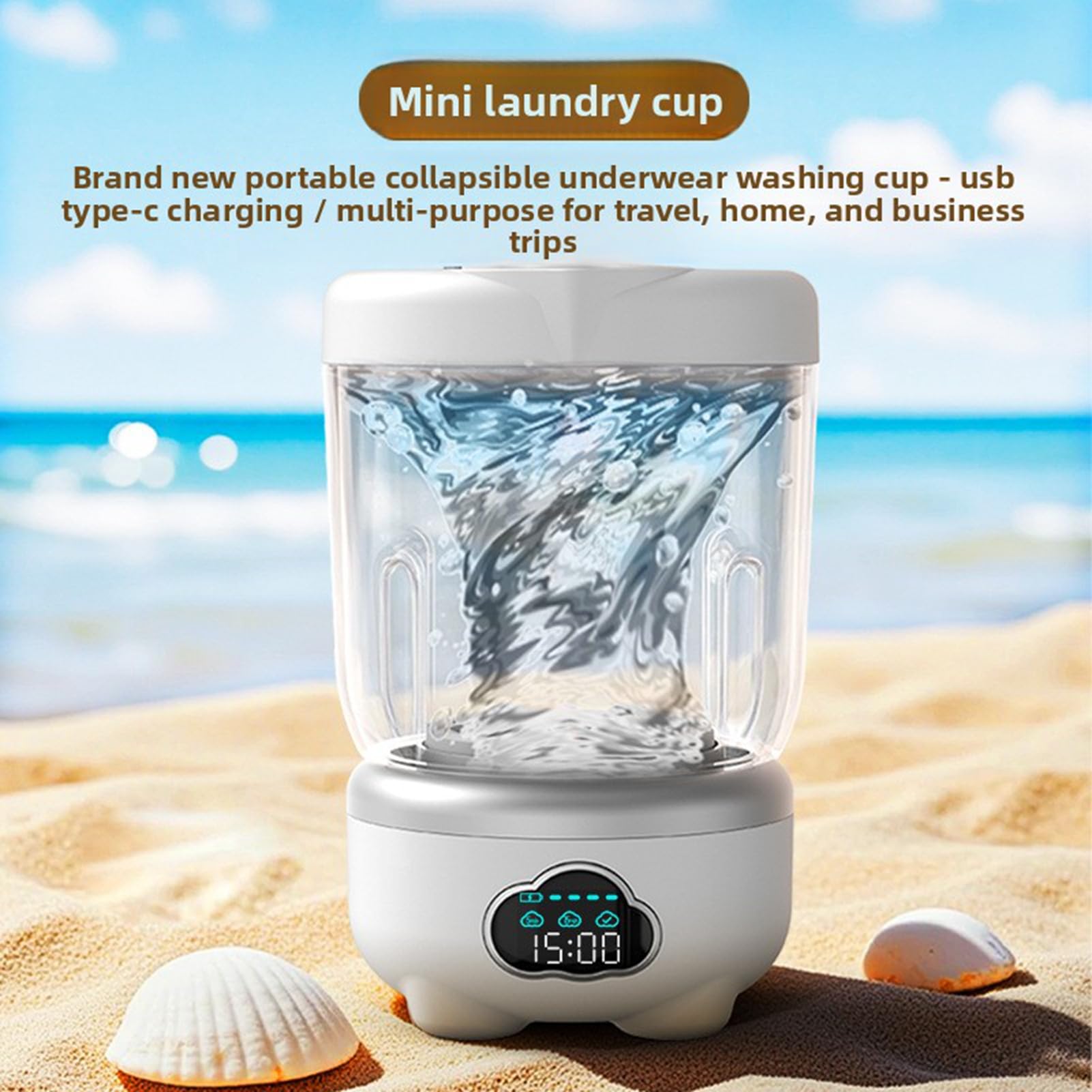 Cryfokt Mini-Waschmaschine, 1,6 L, Digitalanzeige, 3 Geschwindigkeiten