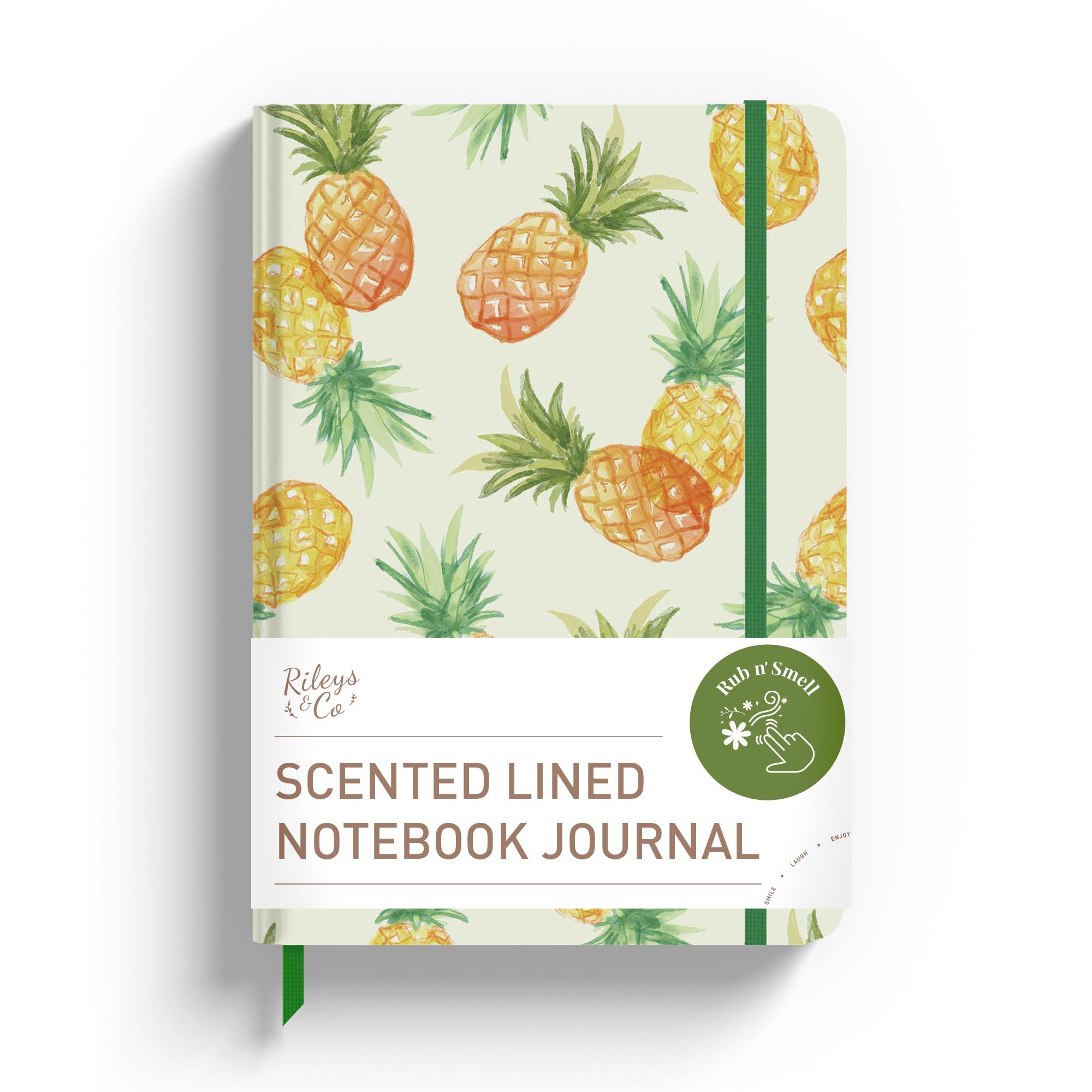 Rileys & Co Notebook Journal for Writing 20 x 15 cm, Hardcover Daily Journaling Diary - 240 Lined Pages - Compact Notebook for Women, Men, Kids, Work and Travel (Scented Pineapple)