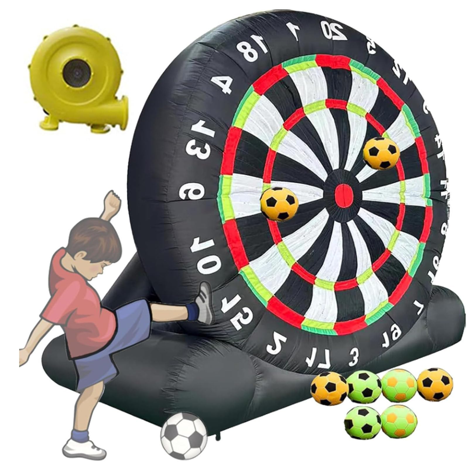 Oiyekntd Outdoor Dart Board Giant Inflatable Soccer Darts Board with 8 Soccer Balls & Blower, Large Kick Football Target Dartboard for Kick Dartboard Sport Game B-4M/13FT