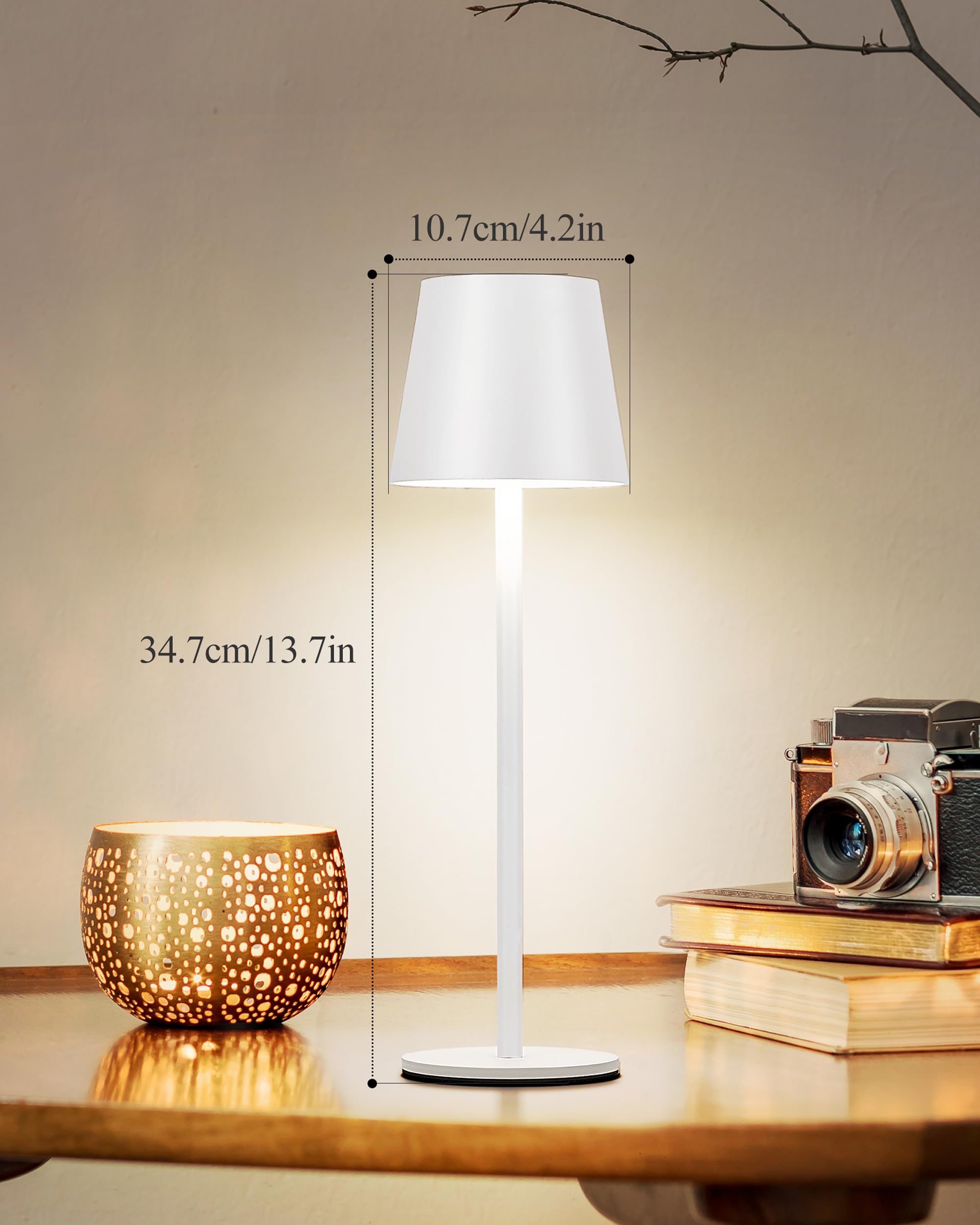 Faithorse Lampes De Table Sans Fil (Lot De 2) - Rechargeables 5200 MAh - IP54 - Piles - 3 Modes D'éclairage - Rouge Rouille