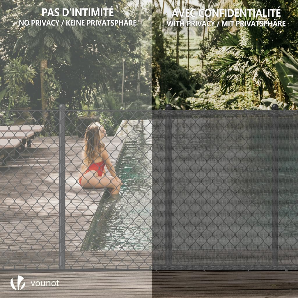 VOUNOT® Malla Sombreo y Ocultación 1.5×10m, Valla Privacidad HDPE Protección UV, Red de Sombra con Clips y Bridas, para Jardín, Huerto, Balcón, Antracita — view 33