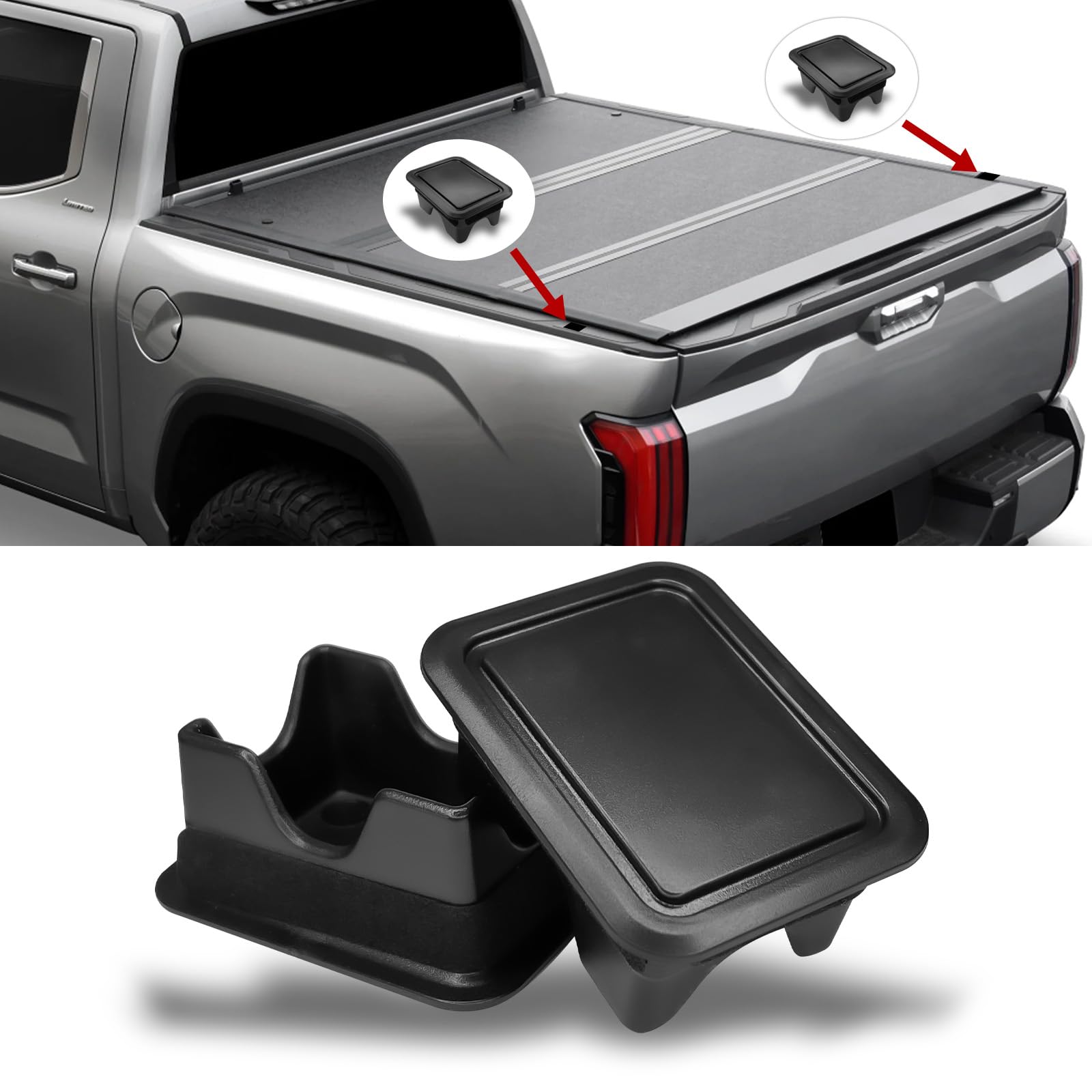 2PCS Truck Stake Pocket Covers, Dustproof Truck Bed Hole Plugs, Car Exterior Accessories Rear Truck Bed Rail Stake Pocket Cover Compatible with Dodge Ram 1500 2500 3500 2019-2022(Black)