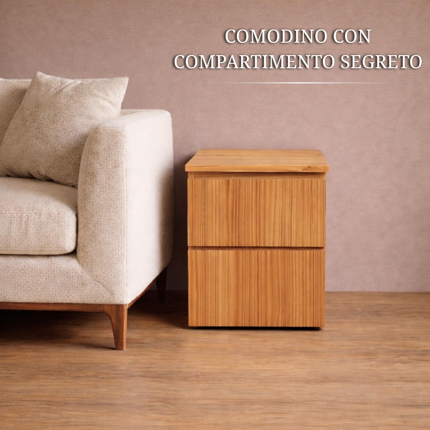 Cassettiera in pino massello compartimento segreto serratura NFC App Bluetooth comodino occultato mobile camuffato cassetto nascosto doppio fondo invisibile cassaforte occulta sicurezza hotel ufficio