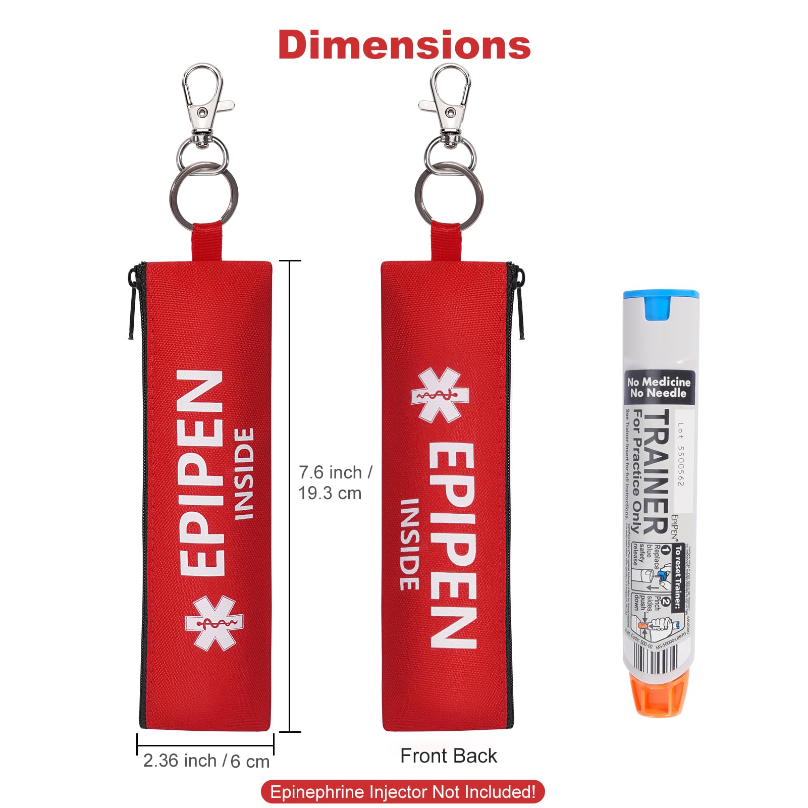 MEDMAX Estuche para Transportar 1 Epipen, Bolso Médico Portátil de Emergencia de Doble Cara para un Epipen y Medicamentos Esenciales para Alergias