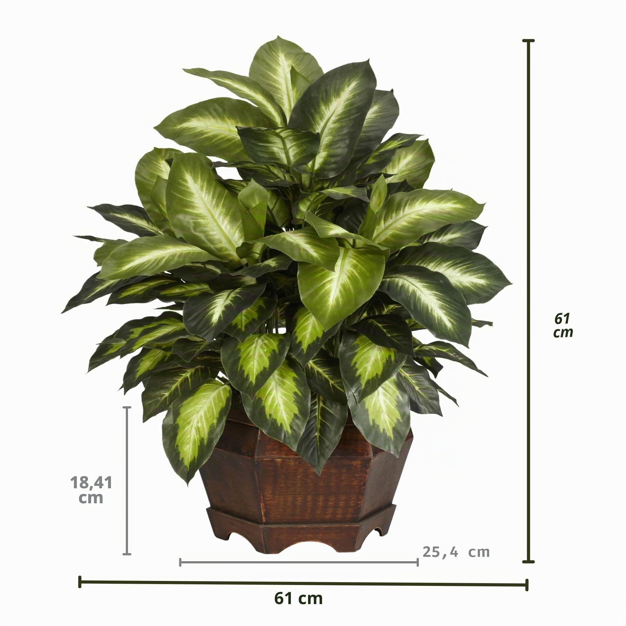 NearlyNatural 6639 Pianta di Seta Dieffenbachia Dorata, Verde