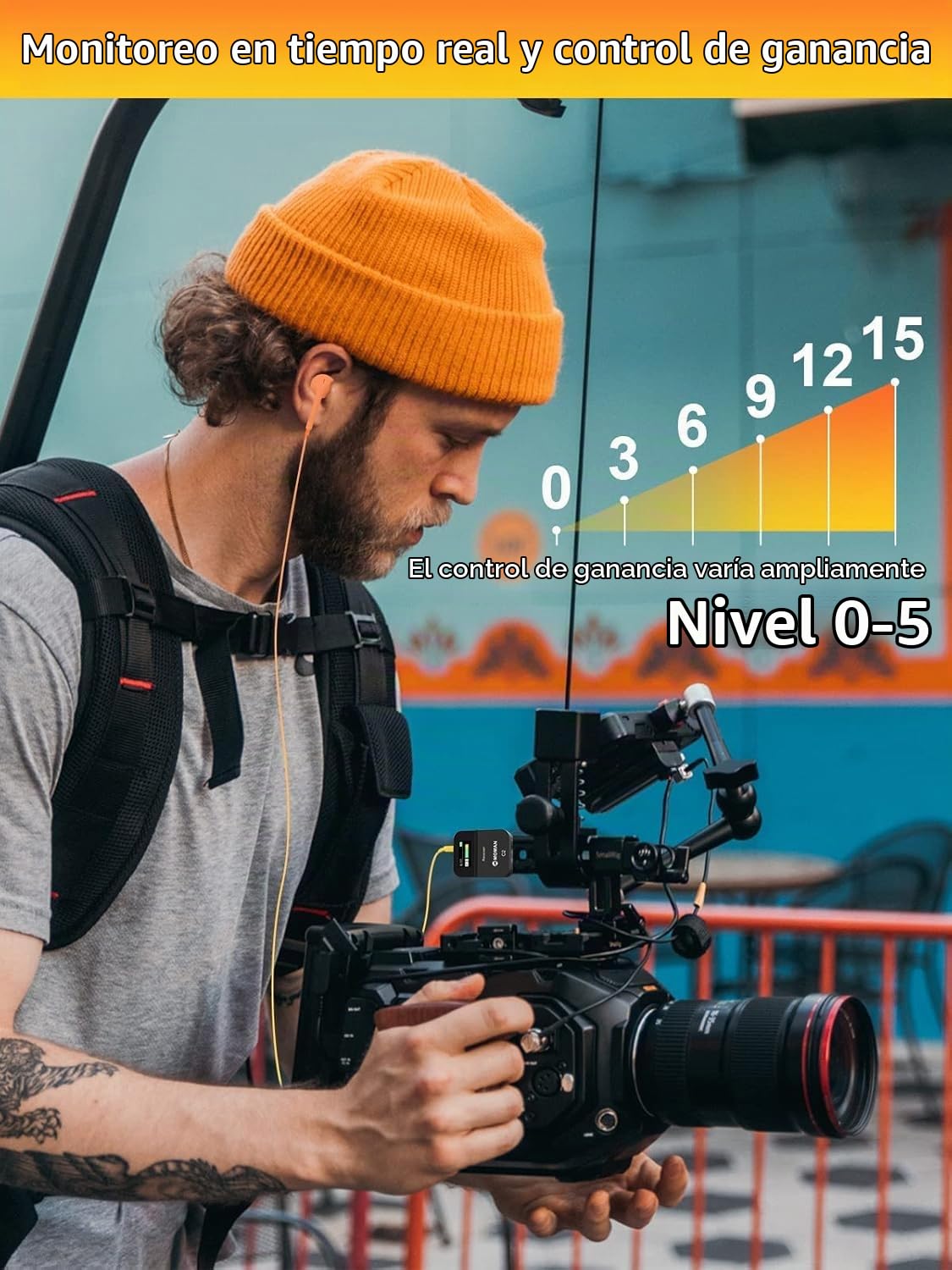 Moman Micrófono Solapa Inalámbrico Profesional, C2 Wireless Mic con Pantalla TFT para DSLR Cámara Móvil Videocámara Laptop y Tablet, Microfono-Inalambrico-Solapa-Micro-Corbata