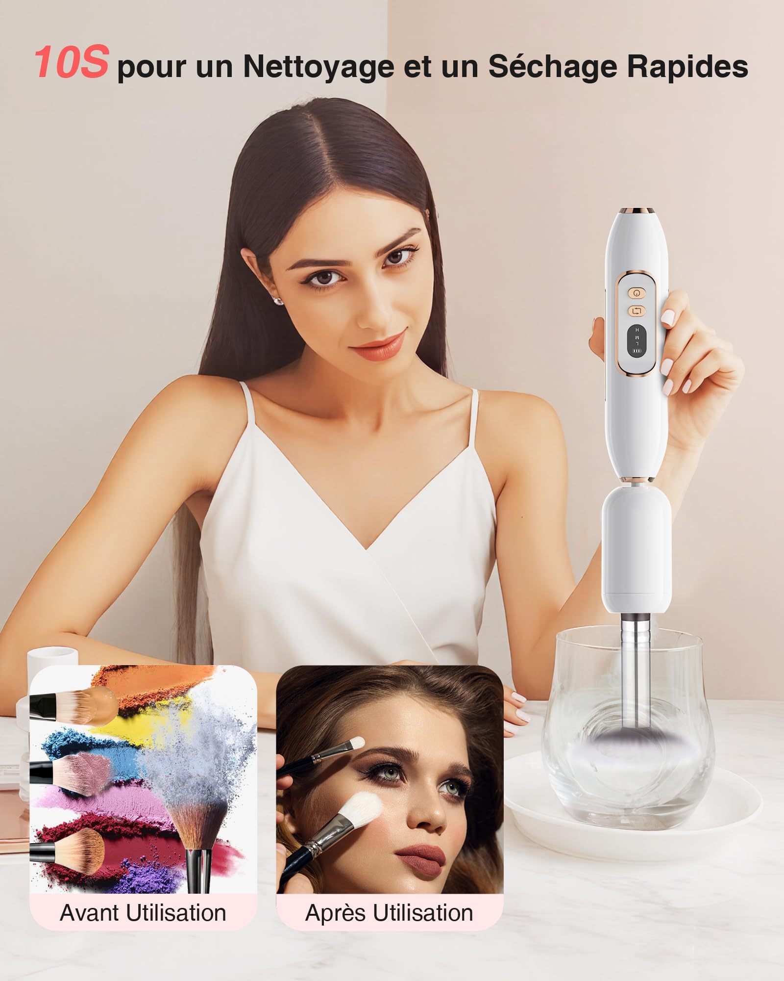 Ponceuse pour Ongles Professionnel - 1500mAh Ponceuse Ongle y Nettoyeur Pinceau Maquillage 2 en 1,20000 RPM Lime a Ongle Electrique,Nail Drill Portable,3 Vitesses Réglables,Sans Fil Sécurisé Image du produit 2