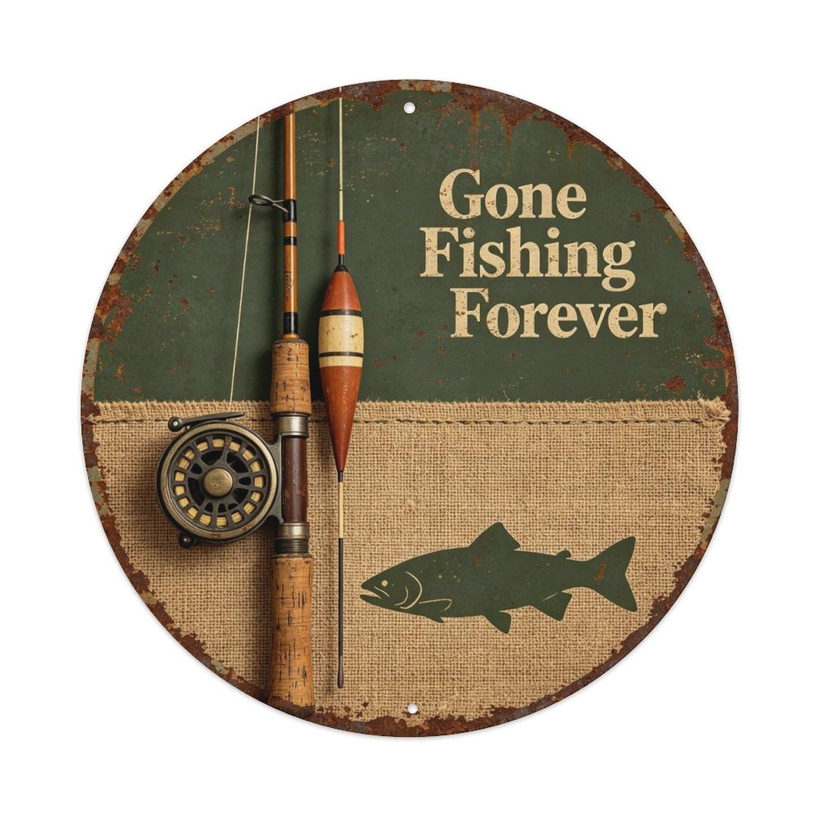 Gone Fishing Forever Metal Tin Sign Plaque