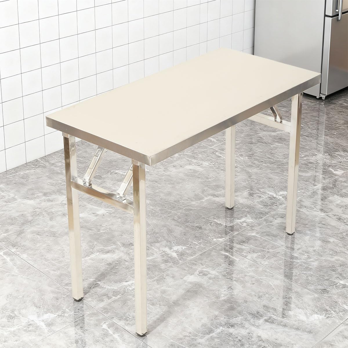 Edelstahl klapptisch mit 100 kg Tragkraft, Klappbar Arbeitstisch