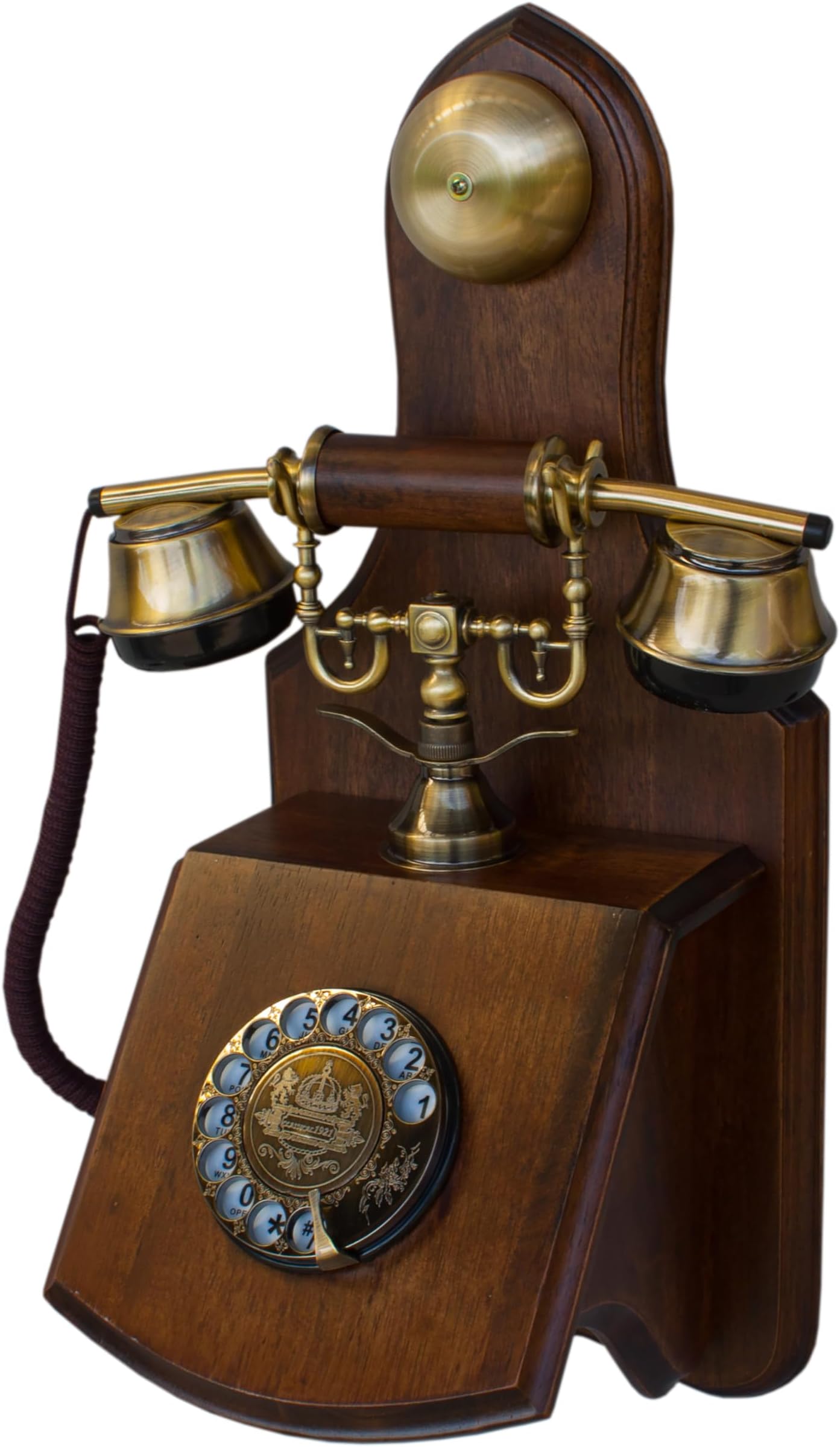 Opis 1921 Cable D: The Wooden Vintage Wall Phone for Landline, with a Rotary Dial and Corded Wall Mount Design, an Antique Phone for Any Space