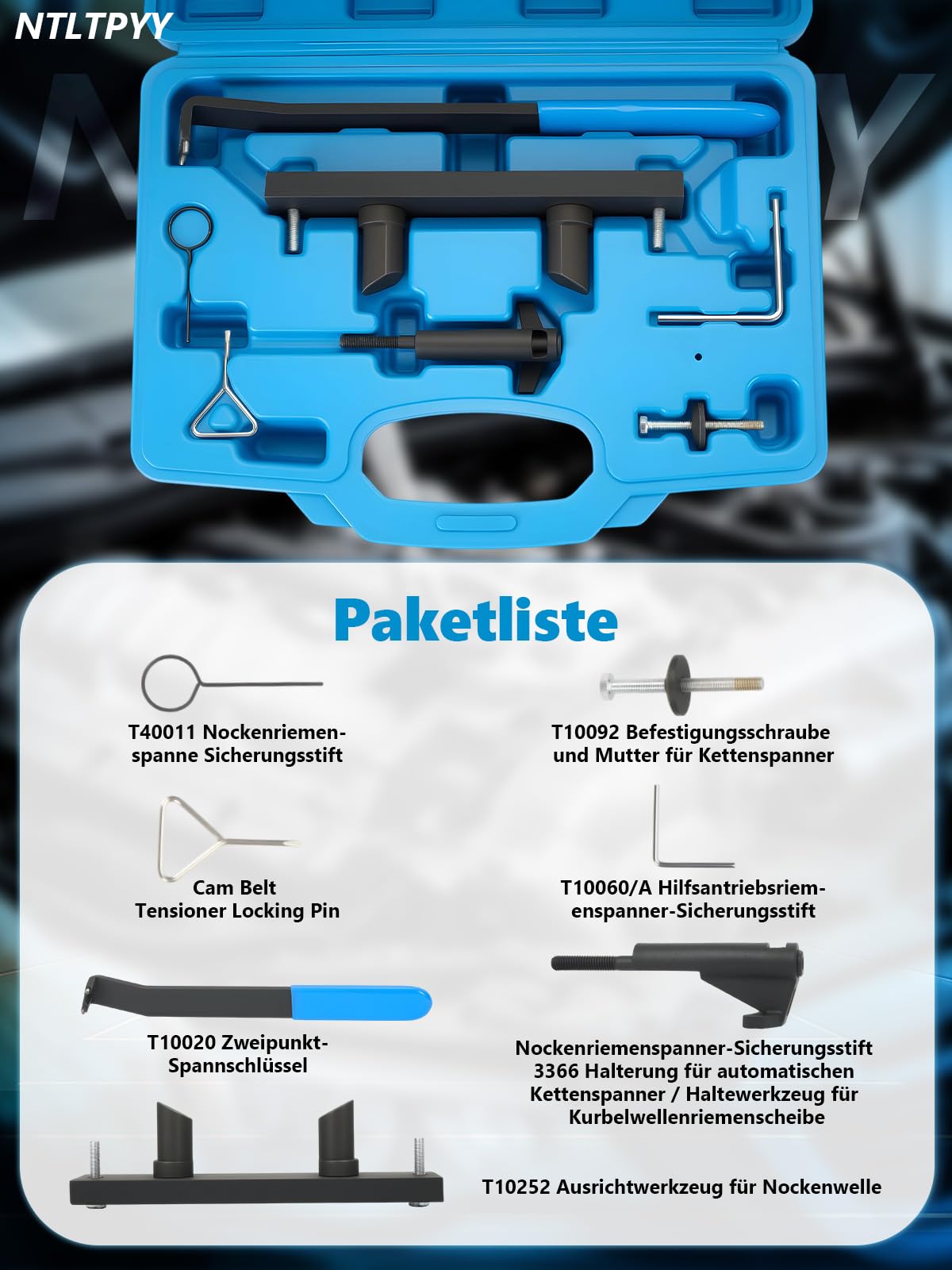 Kit Attrezzi per Messa in Fase Motore, Set di Strumenti per Allineamento e Fasatura Alberi a Camme Compatibile con Audi A3 A4 A6 VW Golf Passat Touran 2.0L FSI/TFSI