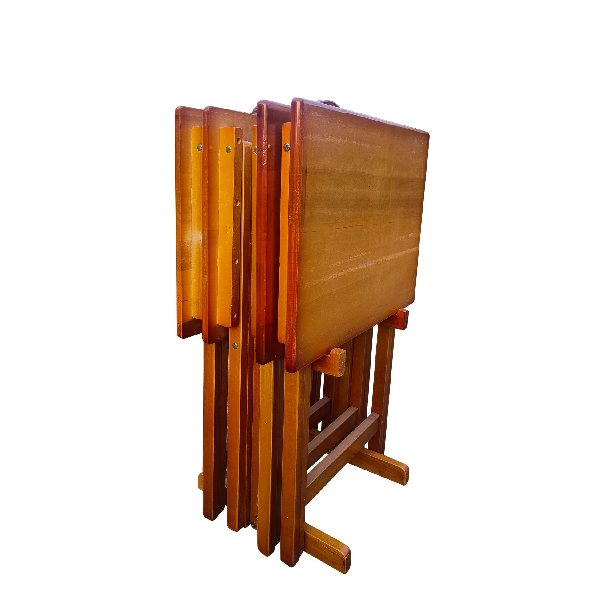 Storage Rack Snack Table Set Of Space-Saving Folding TV Trays Set