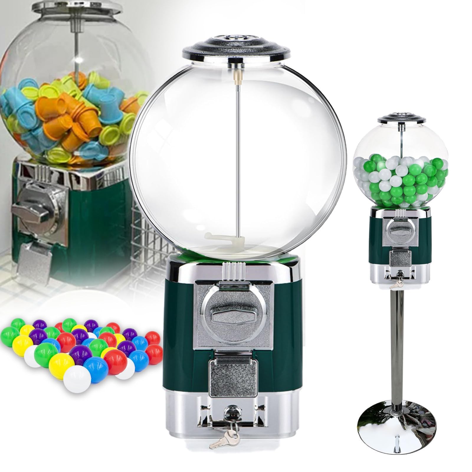 Distributeur de boules rebondissantes 240 capsules avec base en métal stable
