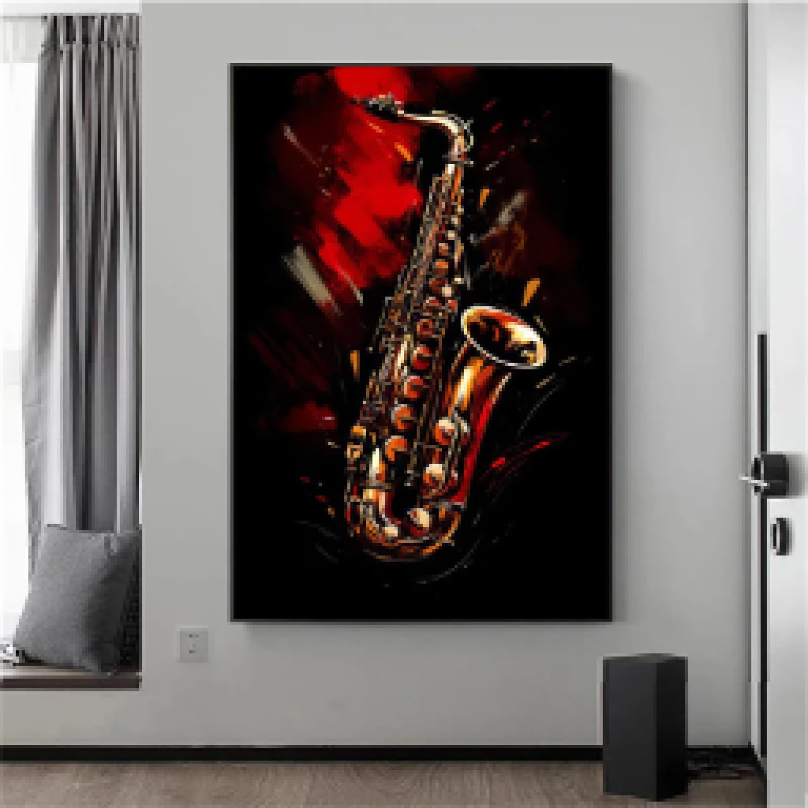 Toile canvas instruments musique colorés de salon grand format avec cadre