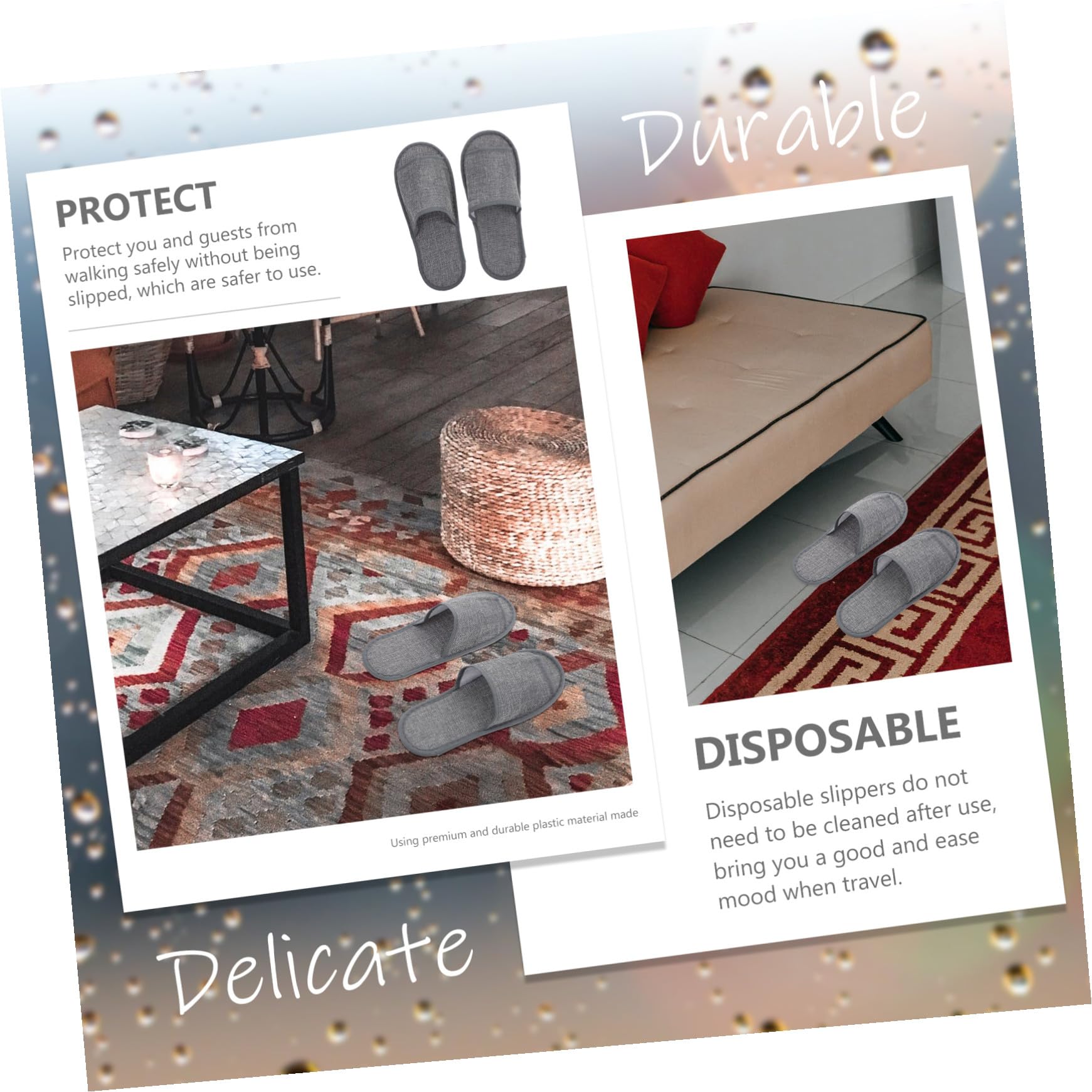10 Paires de Pantoufles Jetables D'hôtel en Lin Antidérapantes Confortables, Protection le Glissement, pour Voyage et Maison