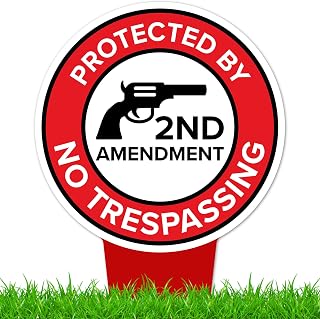 Protected By 2nd Amendment, No Trespassing Sign, 11x21, Heavy Duty Integrated Ground Stakes, Indoor/Outdoor Use, Rust Free Aluminum Composite, Made in USA by My Sign center