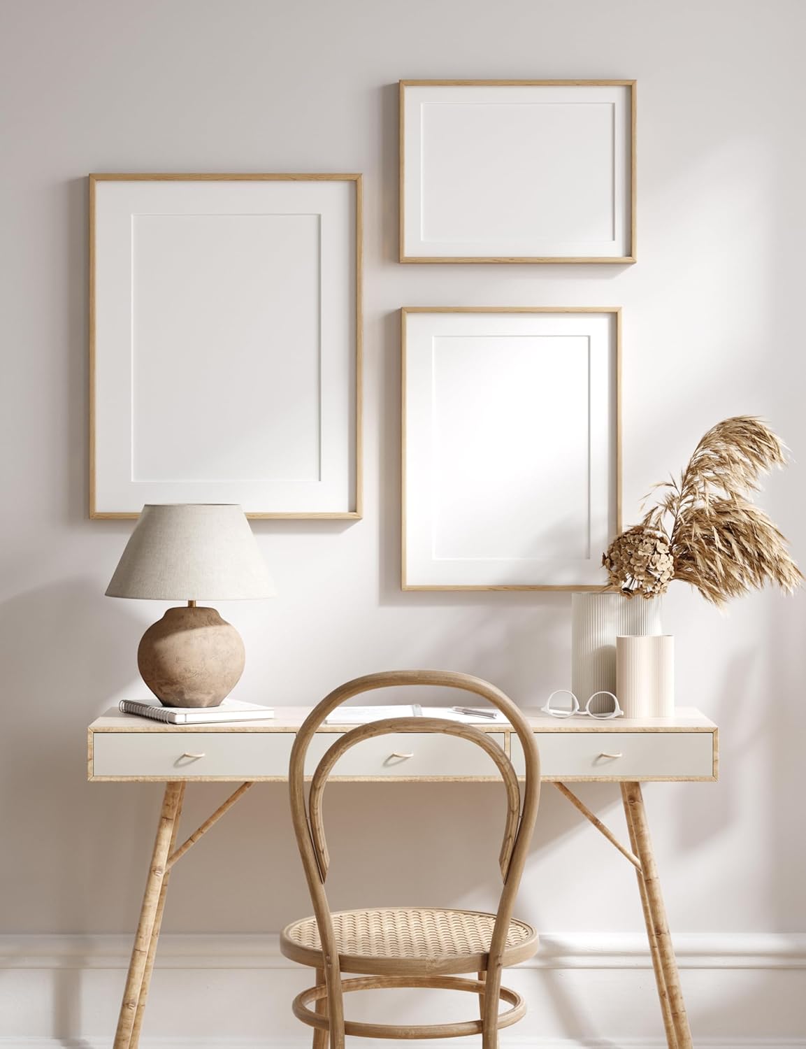 Oak Wood Picture Frames 24x36 with Mat 20x30 - Natural Solid Wood Poster Art Photo Frame Wall Hanging