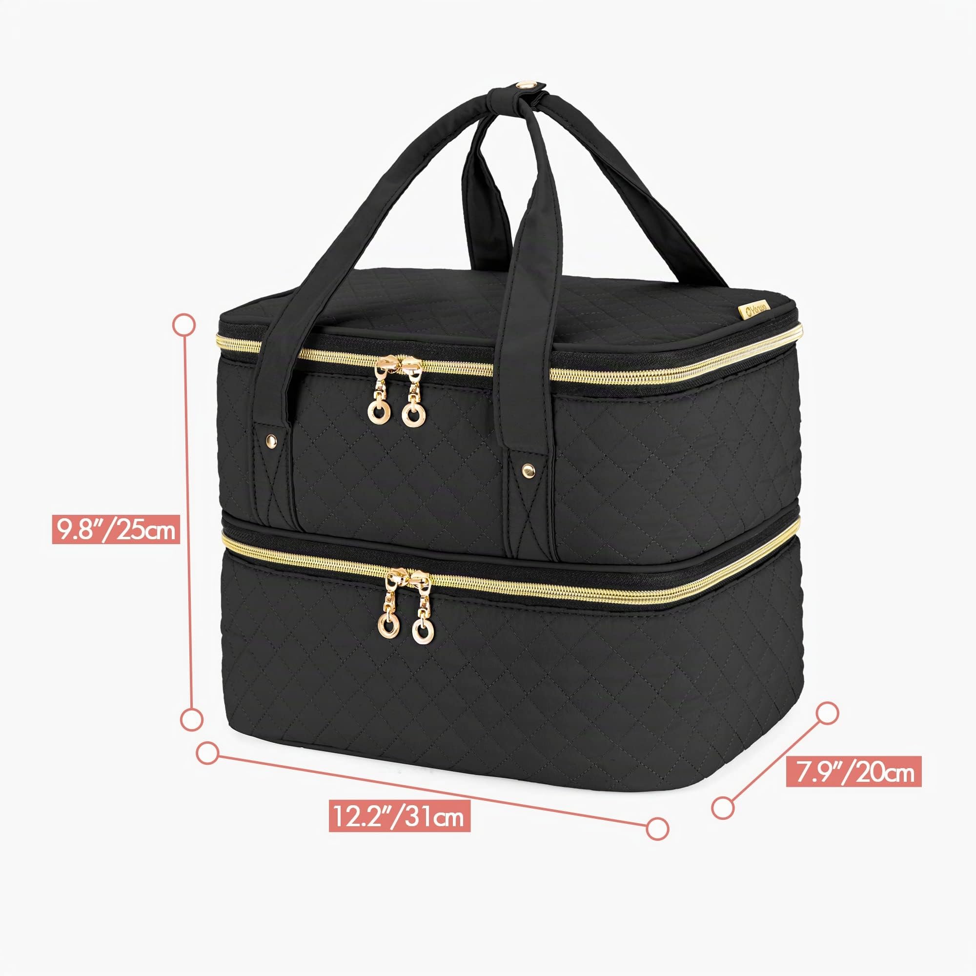 Yarwo Nagellack Tasche Organizer für 50 Flaschen und Nagellampe, Schwarz