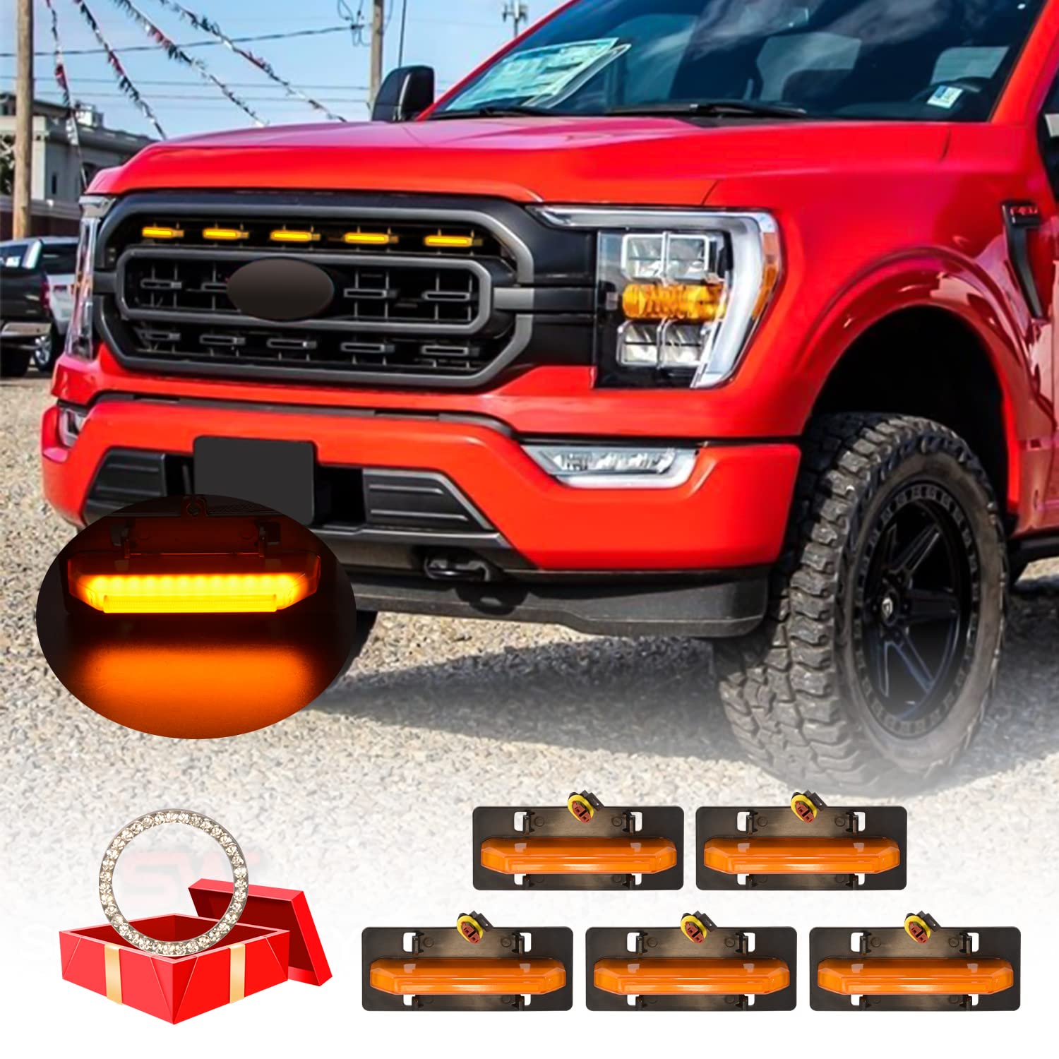 5pcs LED Grille Light Upgrade For 2022 2021 F150 OEM Grill, 2022 F150