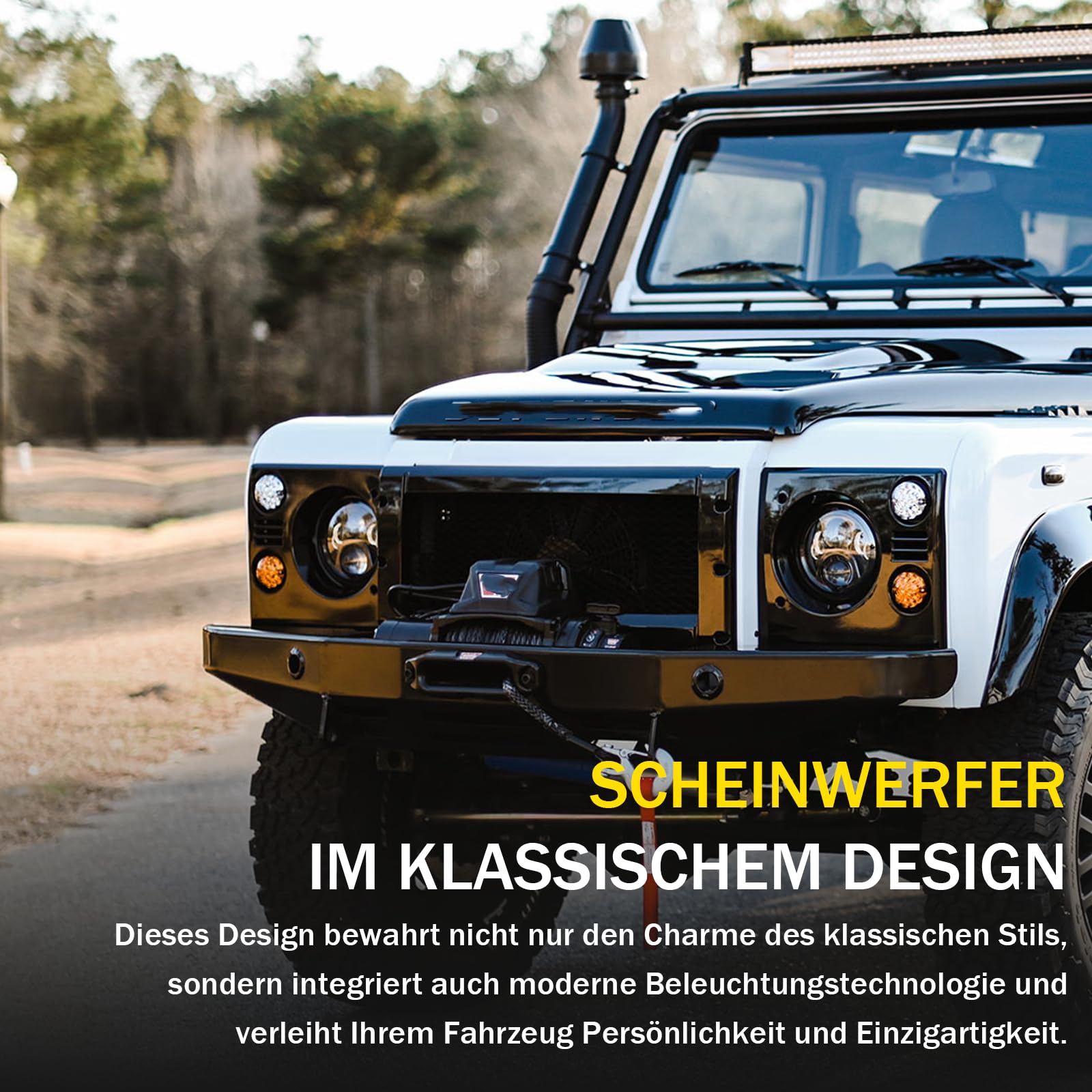 Faro LED da 7 pollici, omologato E, con anabbagliante e anabbagliante, indicatore di direzione e luce di marcia diurna per Jeep Wrangler ı JK Classe G 250 GD Wolf W460 W461 per Land Rover