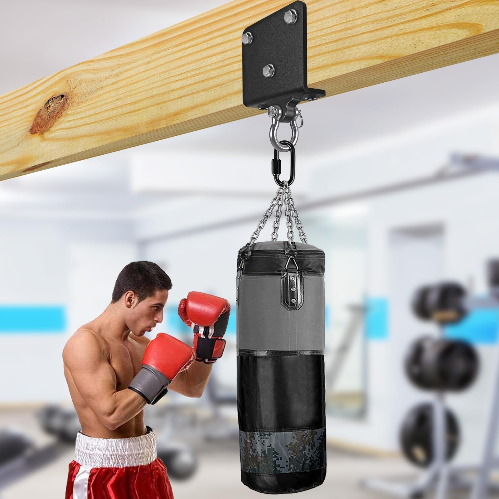 Dolibest Gancio Pesante per Sacco da Boxe, Staffa per Sacco da Pugilato, Sacco Pesante Girevole con Gancio per l'oscillazione della Sedia Amaca Kit, 1000lbs