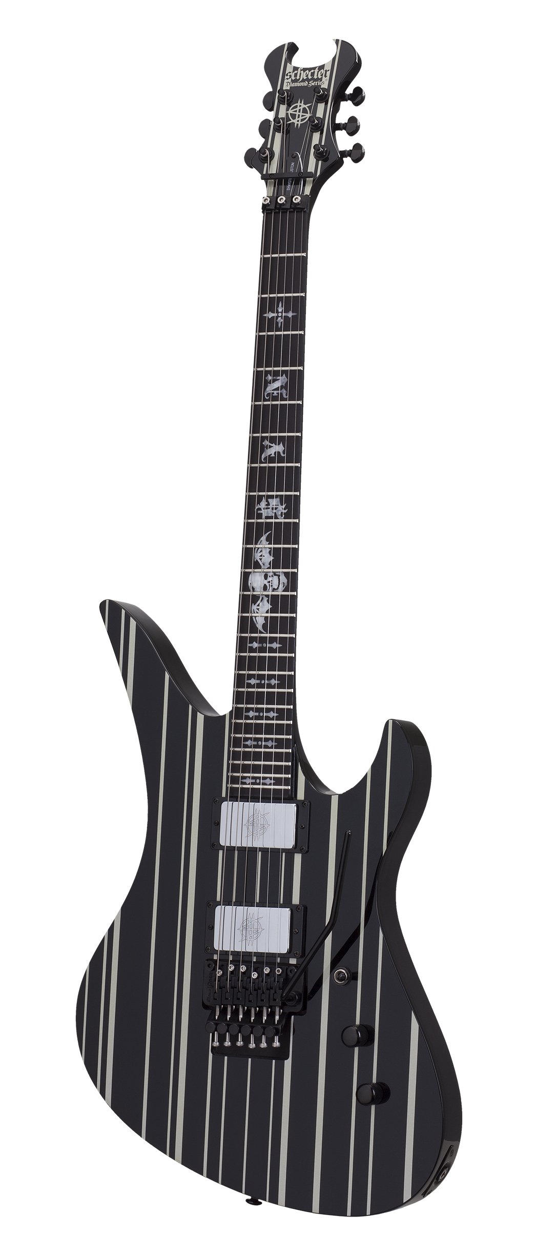 Electric Guitar Synyster Gate Custom - Gloss Black With Silver Pin Stripes