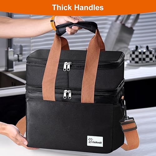 Miniatura 3 de Lonchera y lonchera con aislamiento mejorado para hombres y mujeres, doble cubierta expandible, bolsa enfriadora suave a prueba de fugas con