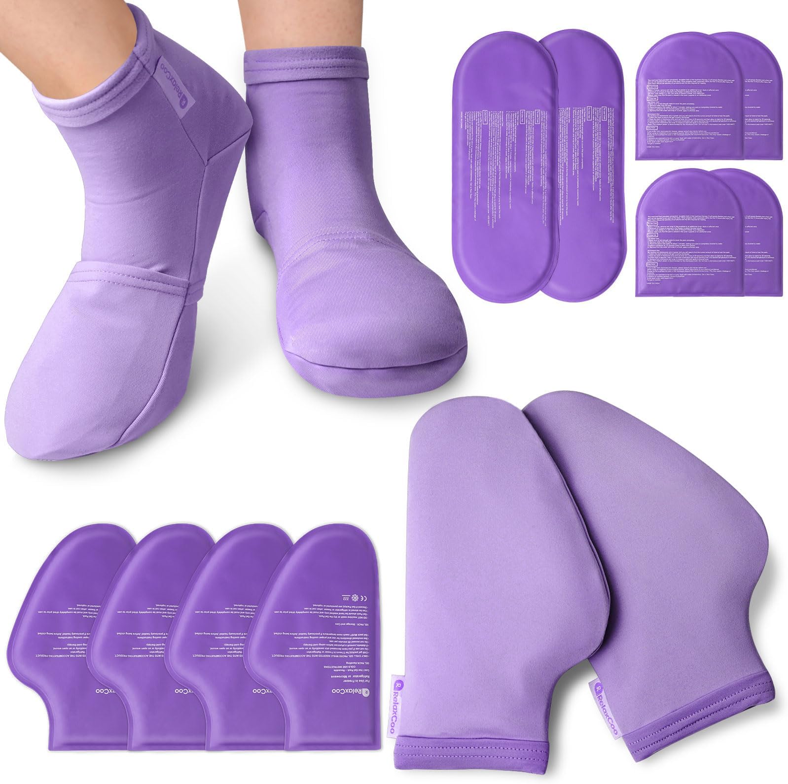 RelaxCoo Cold Therapy Socks & Hand Ice Pack Cold Gloves for Chemotherapy Neuropathy, Chemo Care Package for Women Men, Ideal for Plantar Fasciitis, Carpal Tunnel, Arthritis Hand Pain Relief, S/M