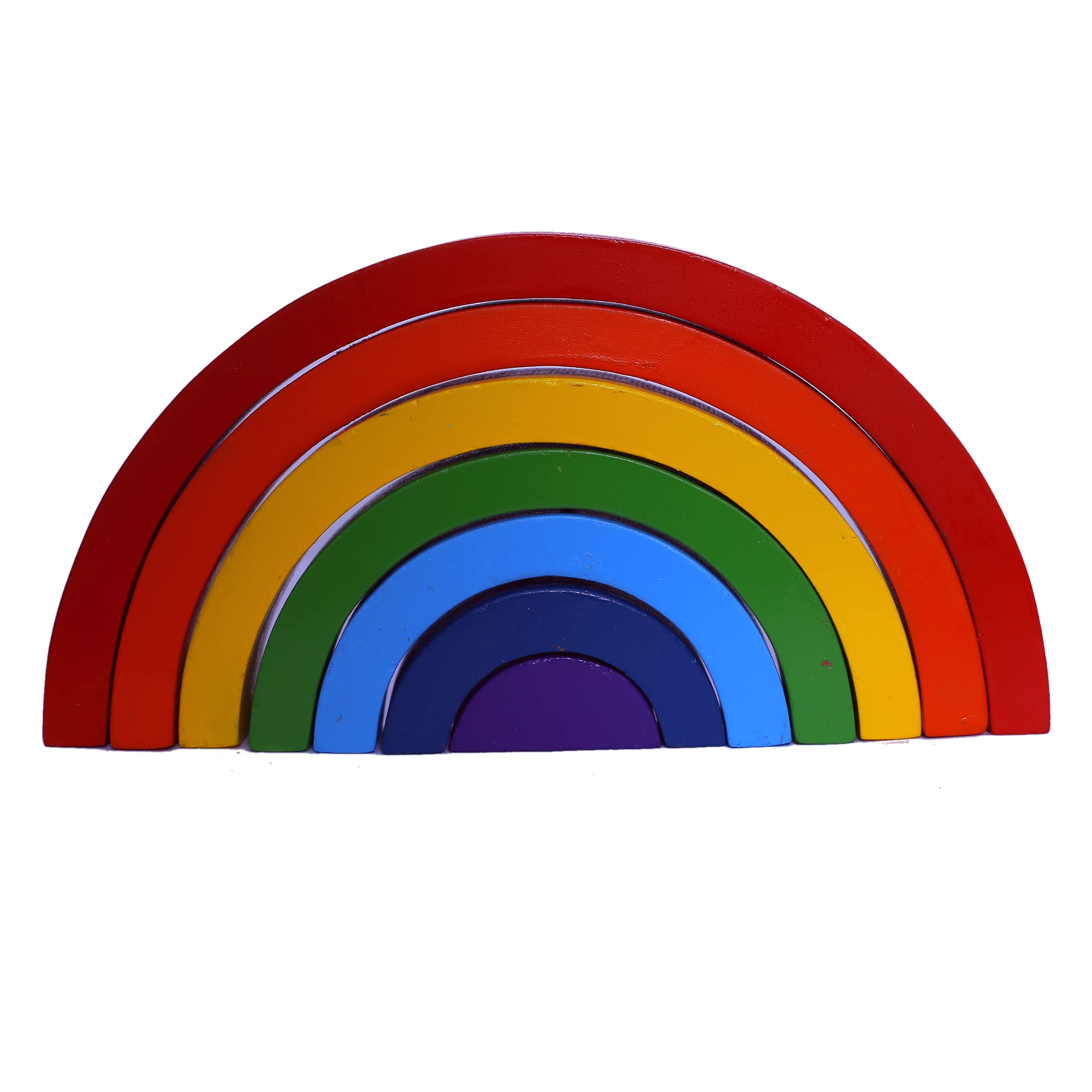 ENJUNIOR BOX - Wooden Rainbow Stacker Nesting Puzzle Blocks - Tunnel Stacking Game Building Creative Color Shape Matching Jigsaw Learning Toy Set Board Early Development Gift for Kids Boy Girl (RAINBOW STACKER) (B0BBRRPD8R) Amazon Price History, Amazon Price Tracker