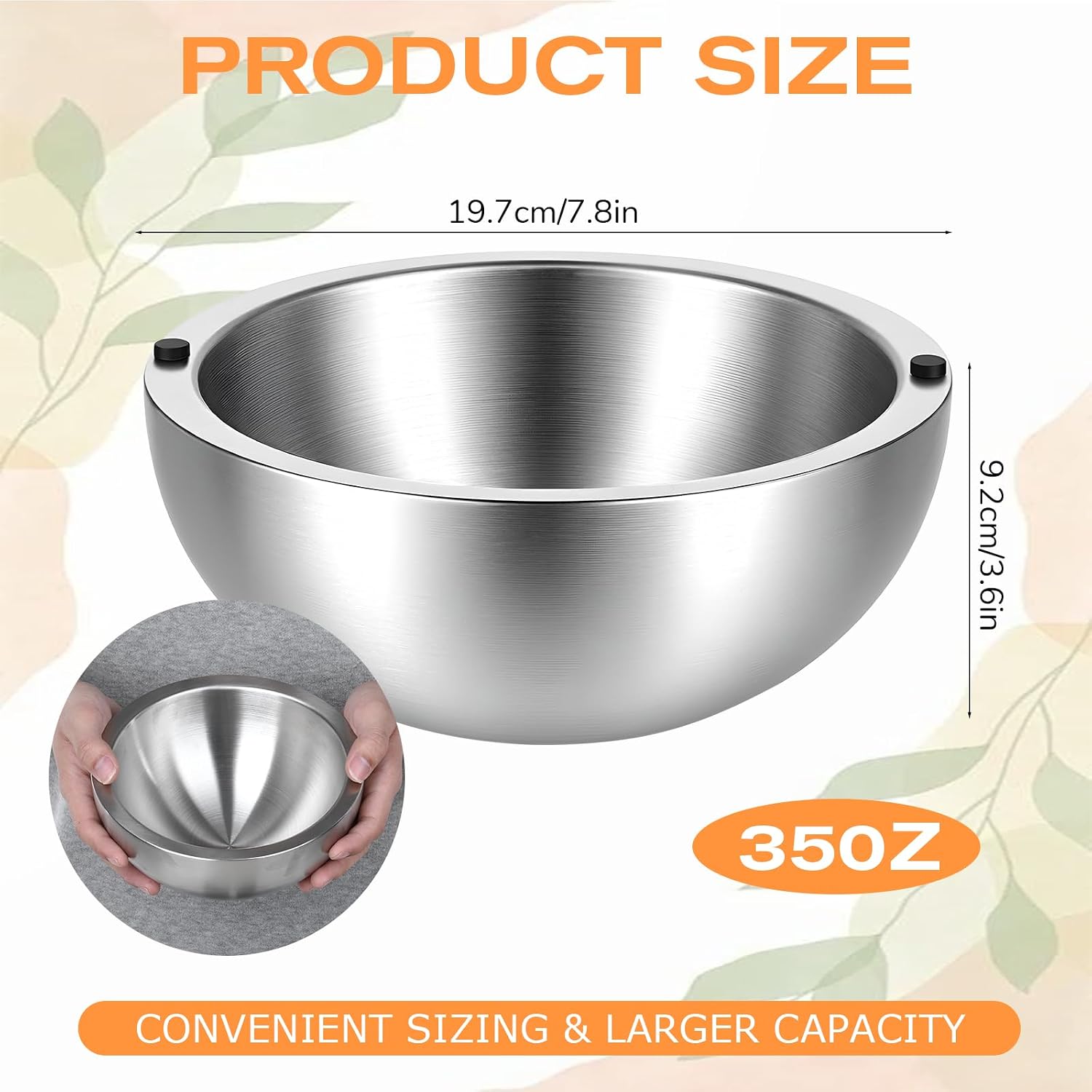 35 oz Stainless Steel Double Walled Insulated Ice Serving Bowl