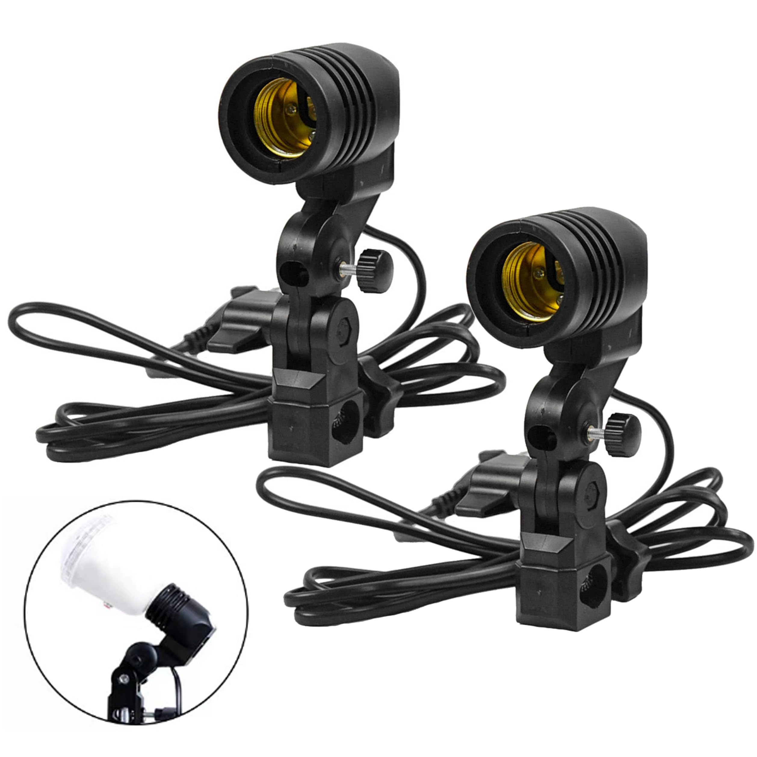 2 X Fotografia Lampada Fotografica Singolo Supporto E27 Attacco Clip Studio EU Spina