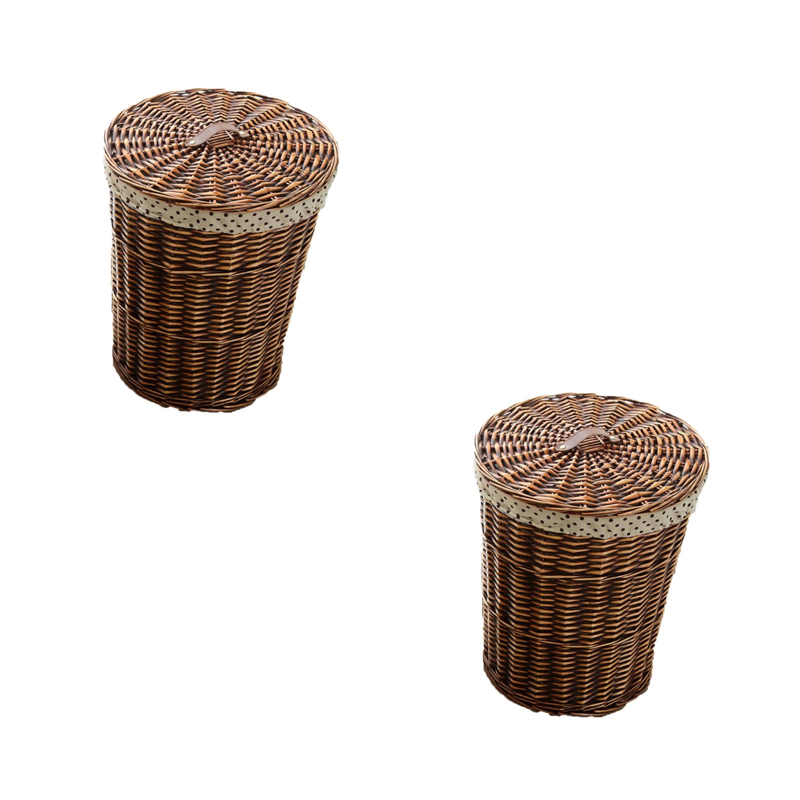 Willow Woven Dirty Laundry Basket, Children's Toy Storage Basket, Dirty Laundry Storage Basket with Lid, Family Bedroom Laundry Basket