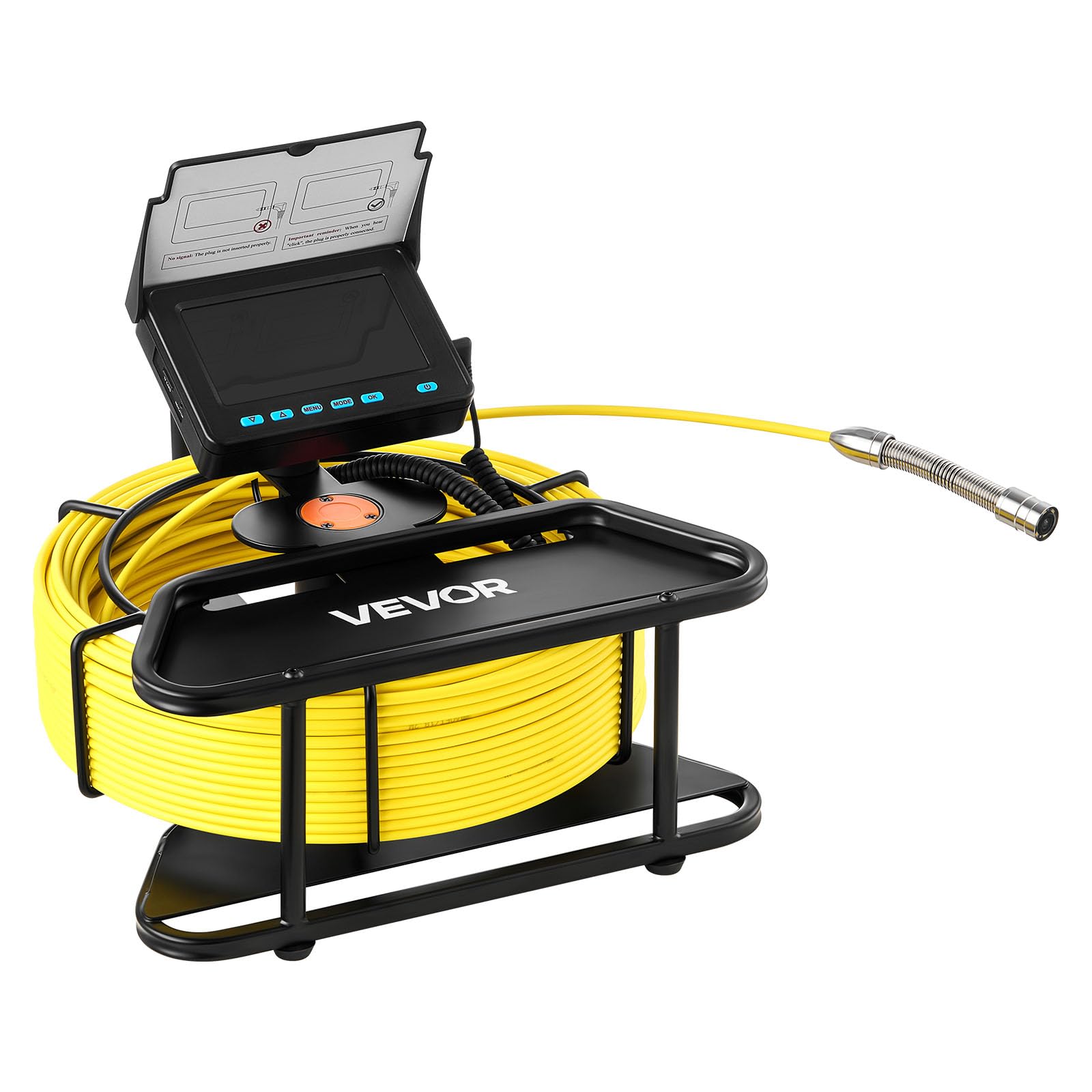 VEVOR Telecamera per Fognatura 30 m, Endoscopio Industriale con Schermo HD 480P, Telecamere Idrauliche a Serpente Impermeabili IP68 con 6 LED e Scheda da 16 GB per Tubi di Condotta Fognaria