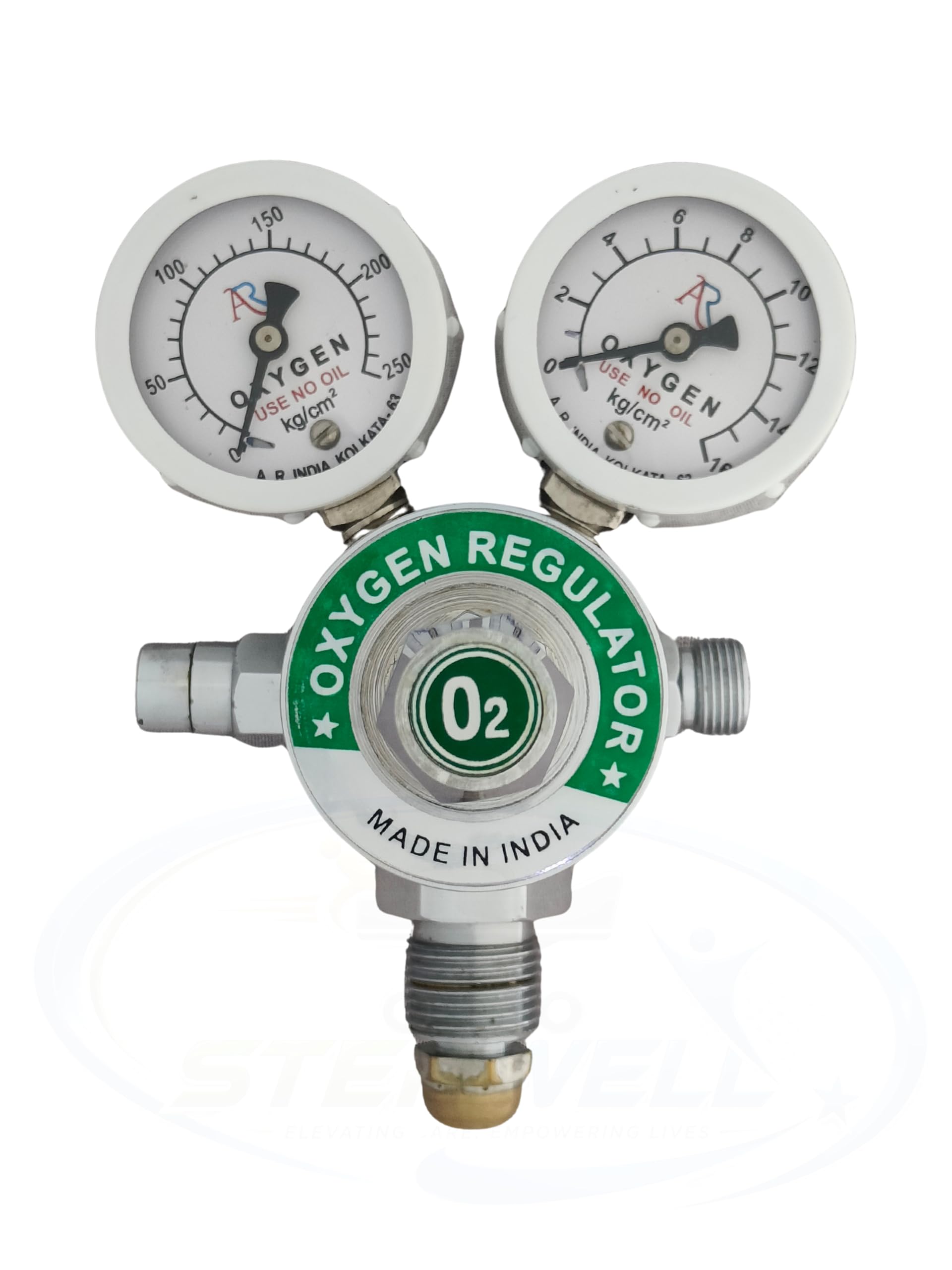 STEPWELL Double Gauge Single Stage Medical Oxygen (O2) Gas Regulator (MOX Regulator) for hospitals, clinics & home use (Without PI Connector)-image-19