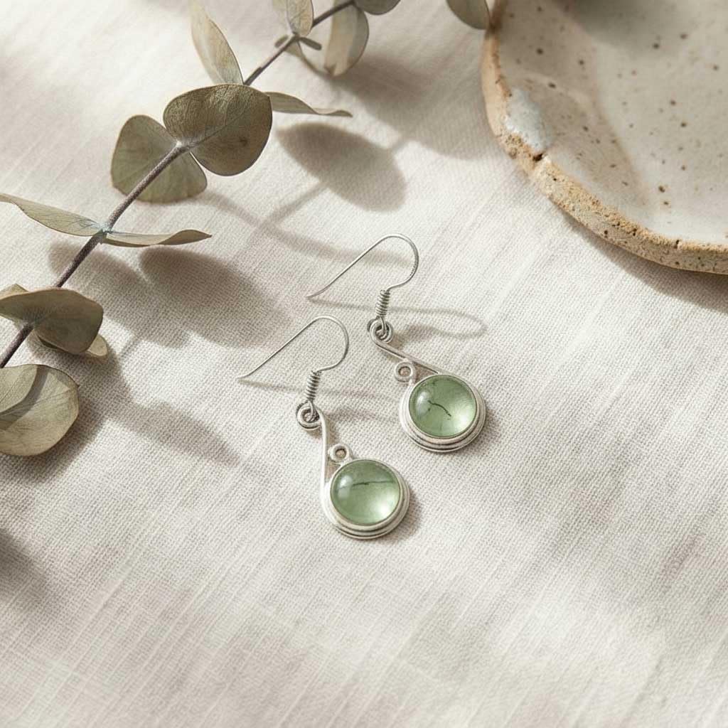 Handmade 925 Sterling Silver Overlay Drop Dangle Earring Natural Gemstone Carnelian, Crystal, Moonstone, Turquoise Round Boho Jewelry For Women