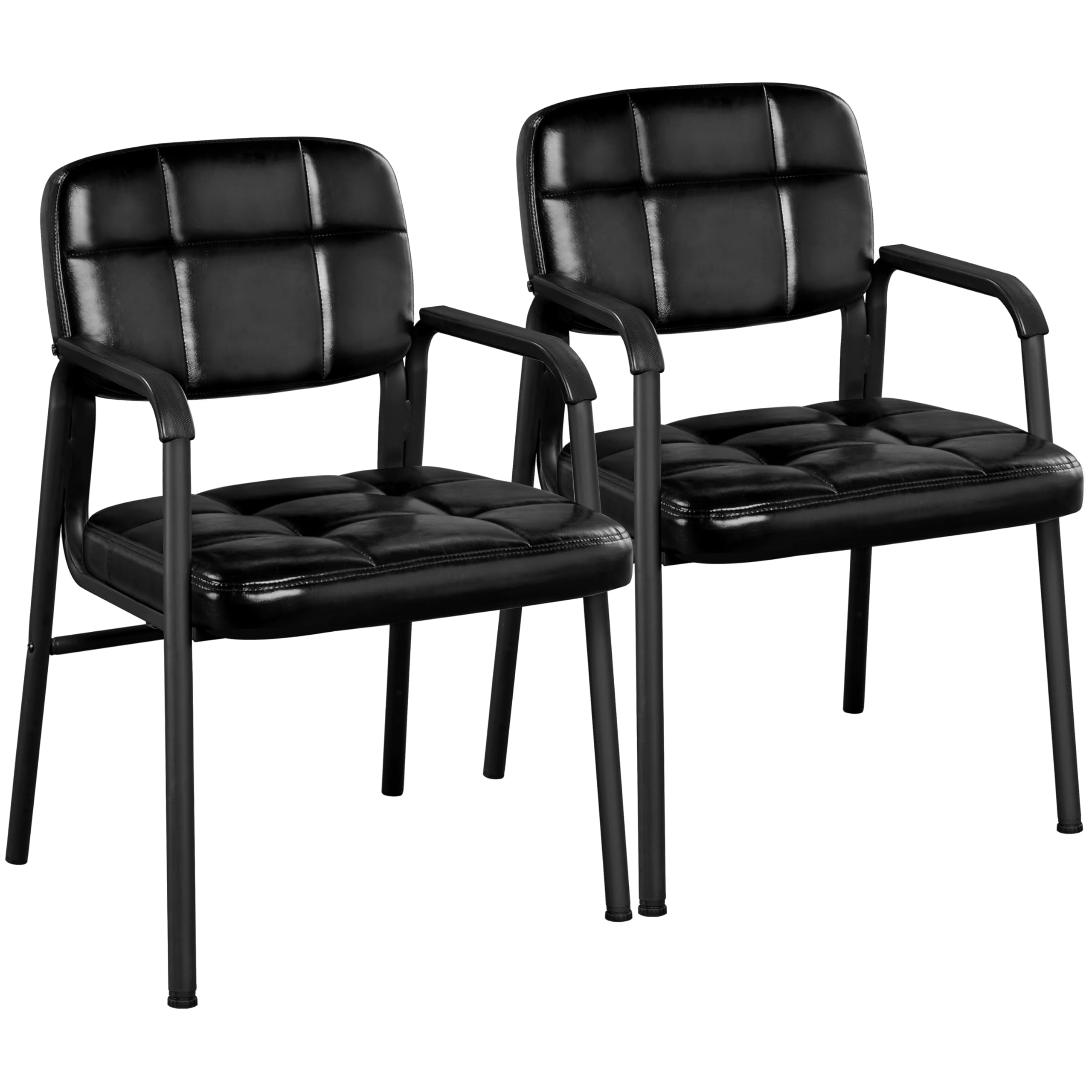 Yaheetech 2 Office Chairs Desk Reception Chair Conference Room Upholstered Max Capacity 135 kg Black