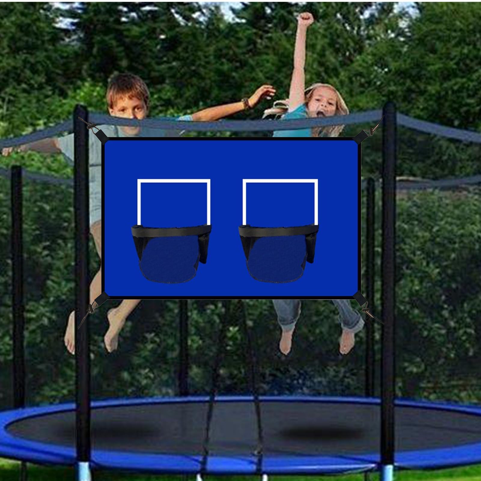 Mocowanie siatki do koszykówki – zestaw trampolin z 2 koszami, interaktywny system rozrywkowy, zabawa, akcesoria dla dzieci i dorosłych, zapasowa obręcz w zestawie