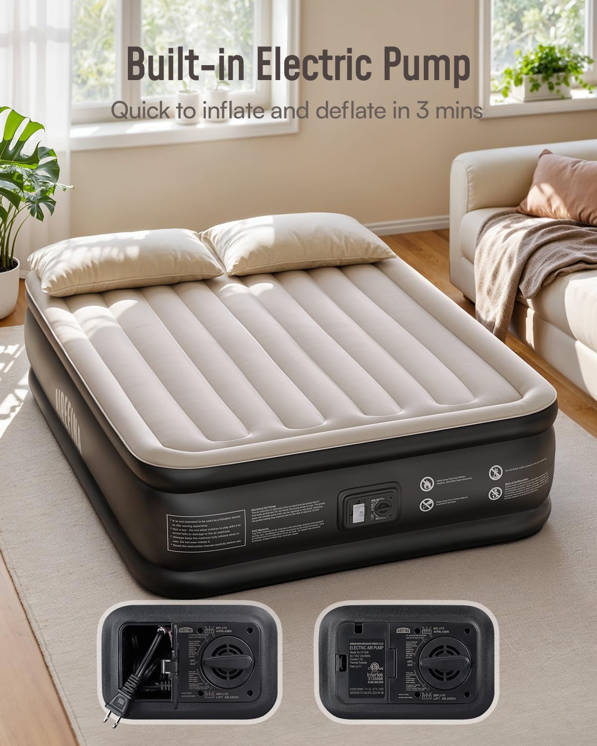 Amazon.com: Airefina Air Mattress Queen with Built in Pump