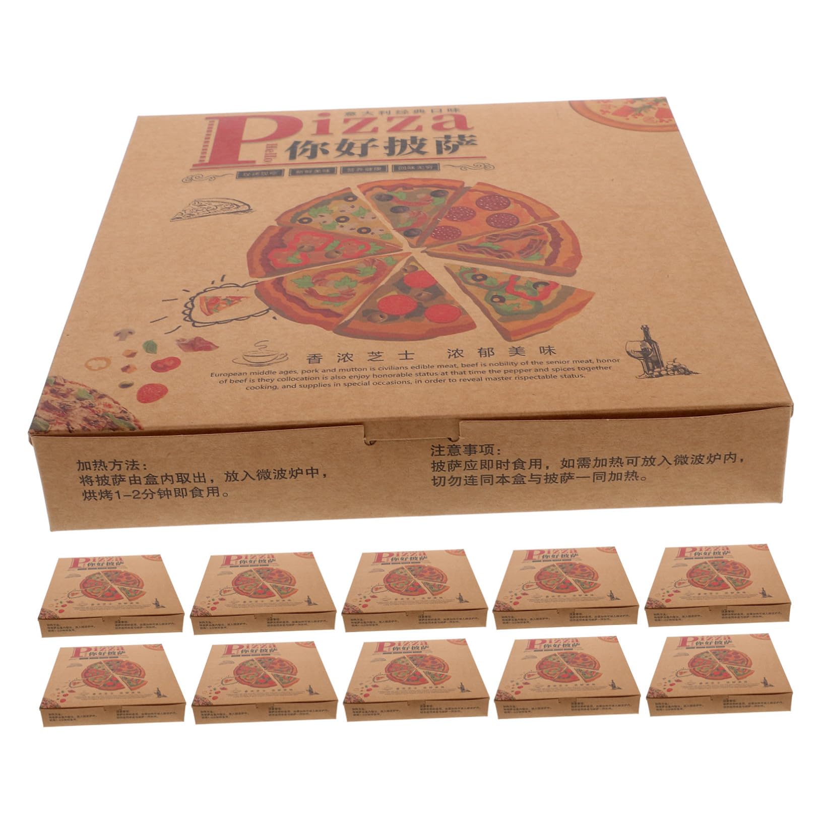 BRIGHTFUFU 20pcs Disposable Pizza Box Pizza Storage Case Corrugated Pizza Case Pizza Take Out Containers Paper Food Packing Box Pizza Crisper Box