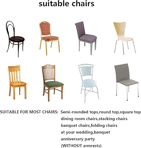 Miniatura 5 de LZY 10 fundas elásticas de elastano para sillas de boda, fiestas, comedor y banquete, decoración de sillas (negro, 10)