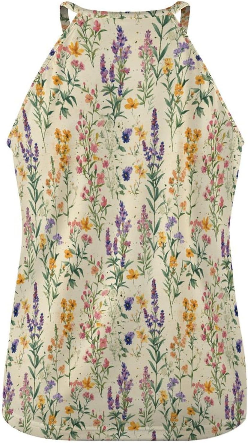 Tank Tops for Women 2025 Floral Print Casual Summer Fashion Boho Sexy Crewneck Pullover Cropped Sleeveless Tshirts - Image 5
