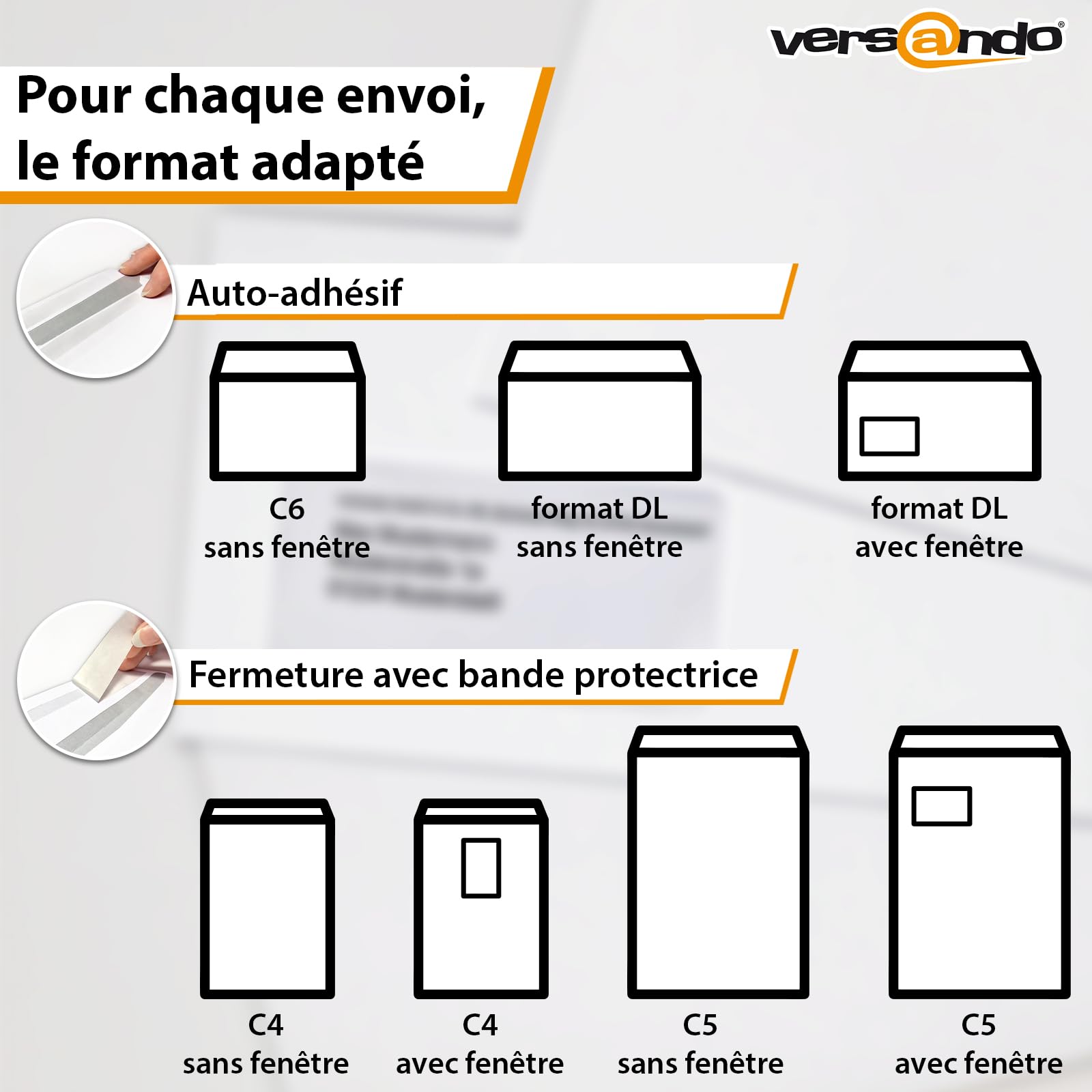 versando - 3000 enveloppes format DL 110 x 220 mm sans fenêtre, couleur