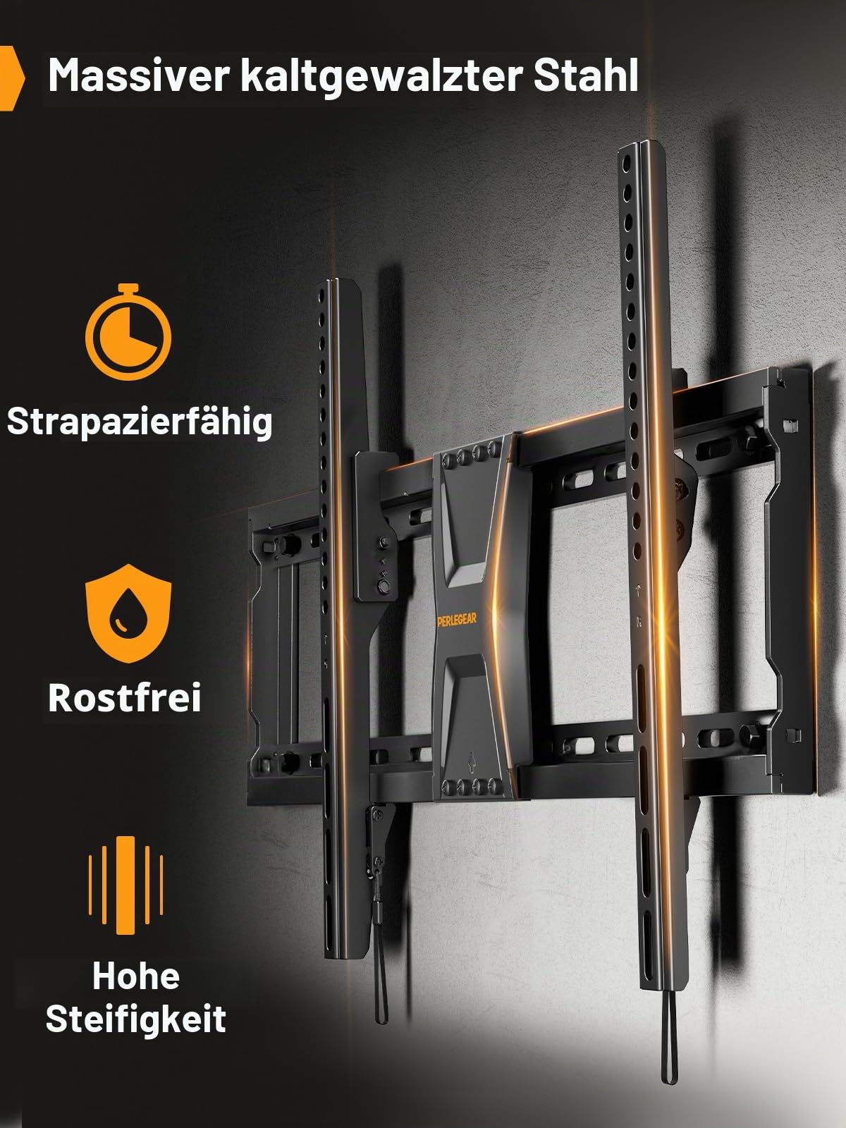 Perlegear TV Wandhalterung Neigbar für 37-82 Zoll Flach- und Curved-Fernseher (bis 60 kg, VESA 600x400mm) – Universelle TV Halterung mit Verstellbaren Zugschnüren, Model PGLT5
