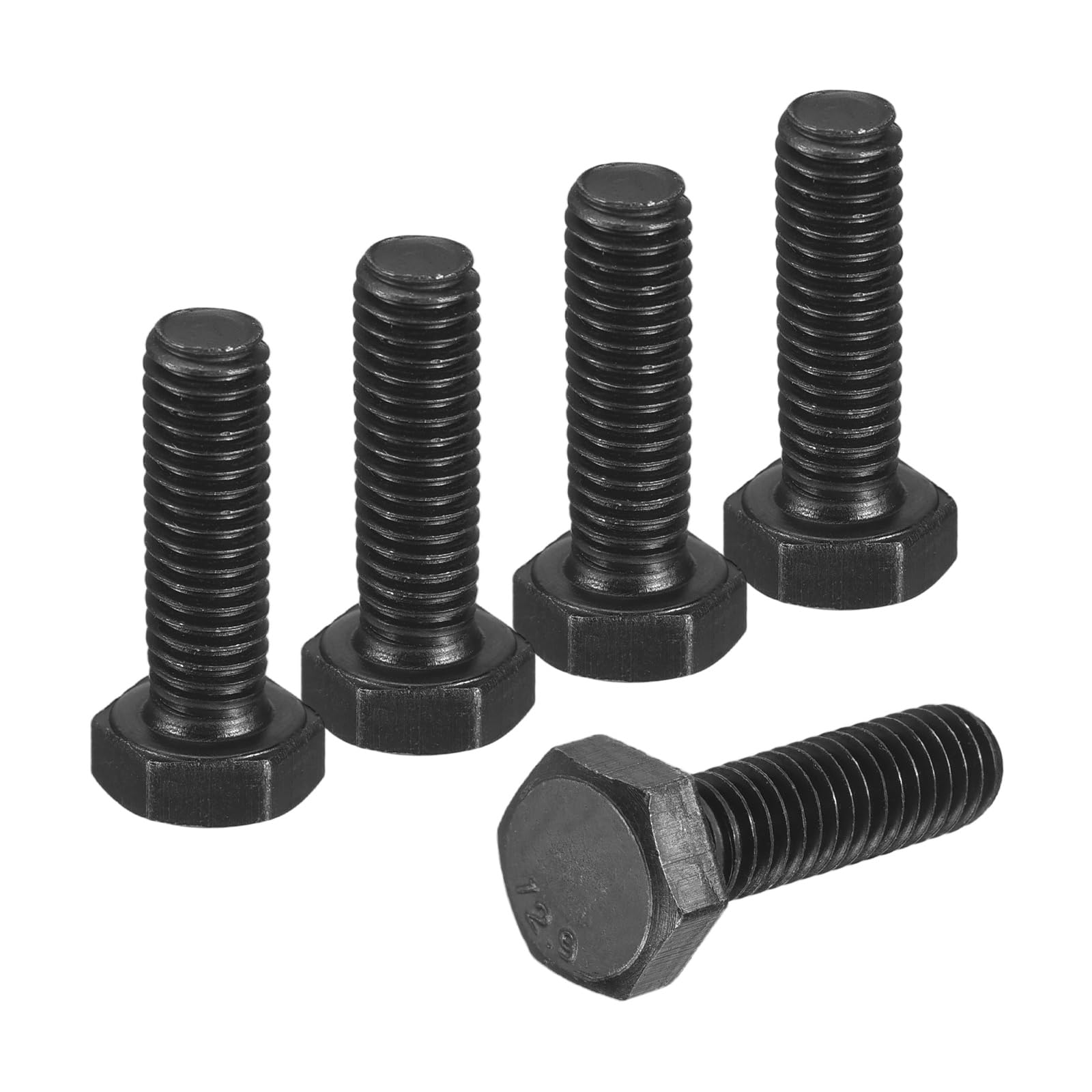 uxcell 5Pcs M6-1 x 20mm Left Hand Hex Head Bolt, Black Oxide Carbon Steel Reverse Fully Threaded Fastener Screws Bolts for Machinery, Automobiles and