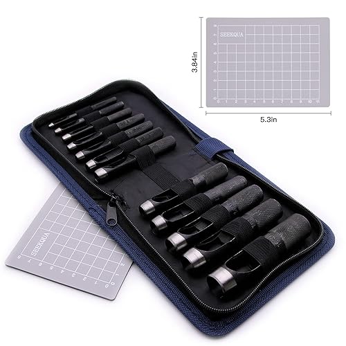 Miniatura 3 de SEEKQUA Juego de perforaciones de cuero herramientas de trabajo de cuero material suave de goma de cuero cortado 121